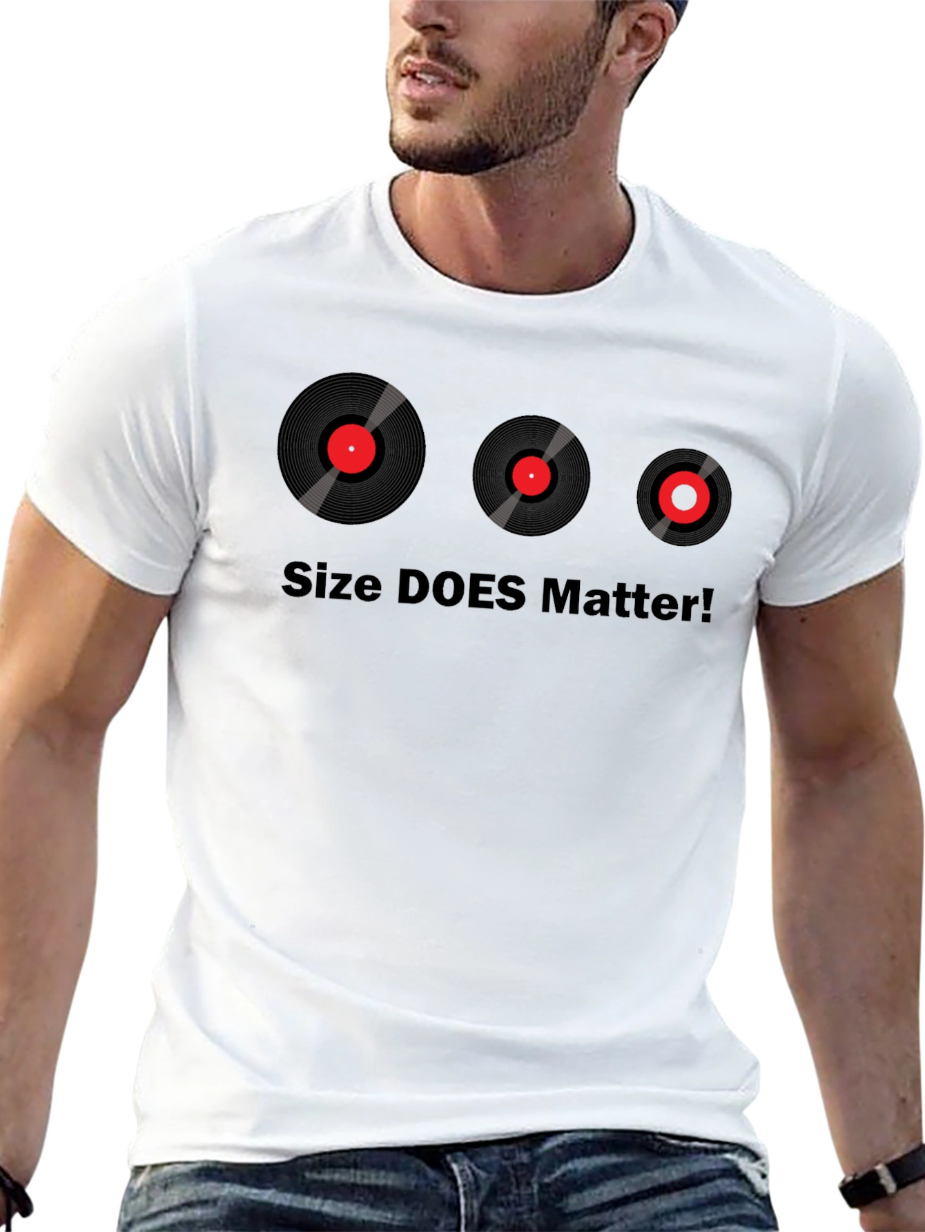 Black Size DOES Matter T-Shirt - Vinyl Record Design view 13