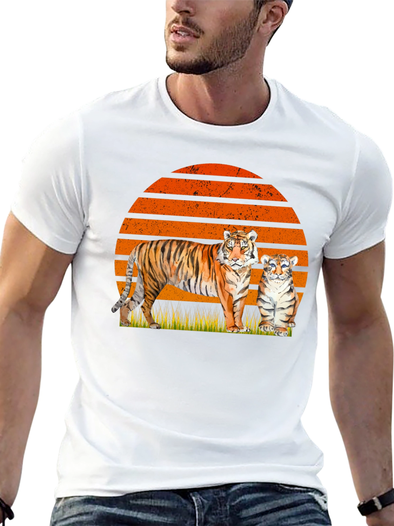 Black Tiger & Cub Sunset Graphic Tee view 13
