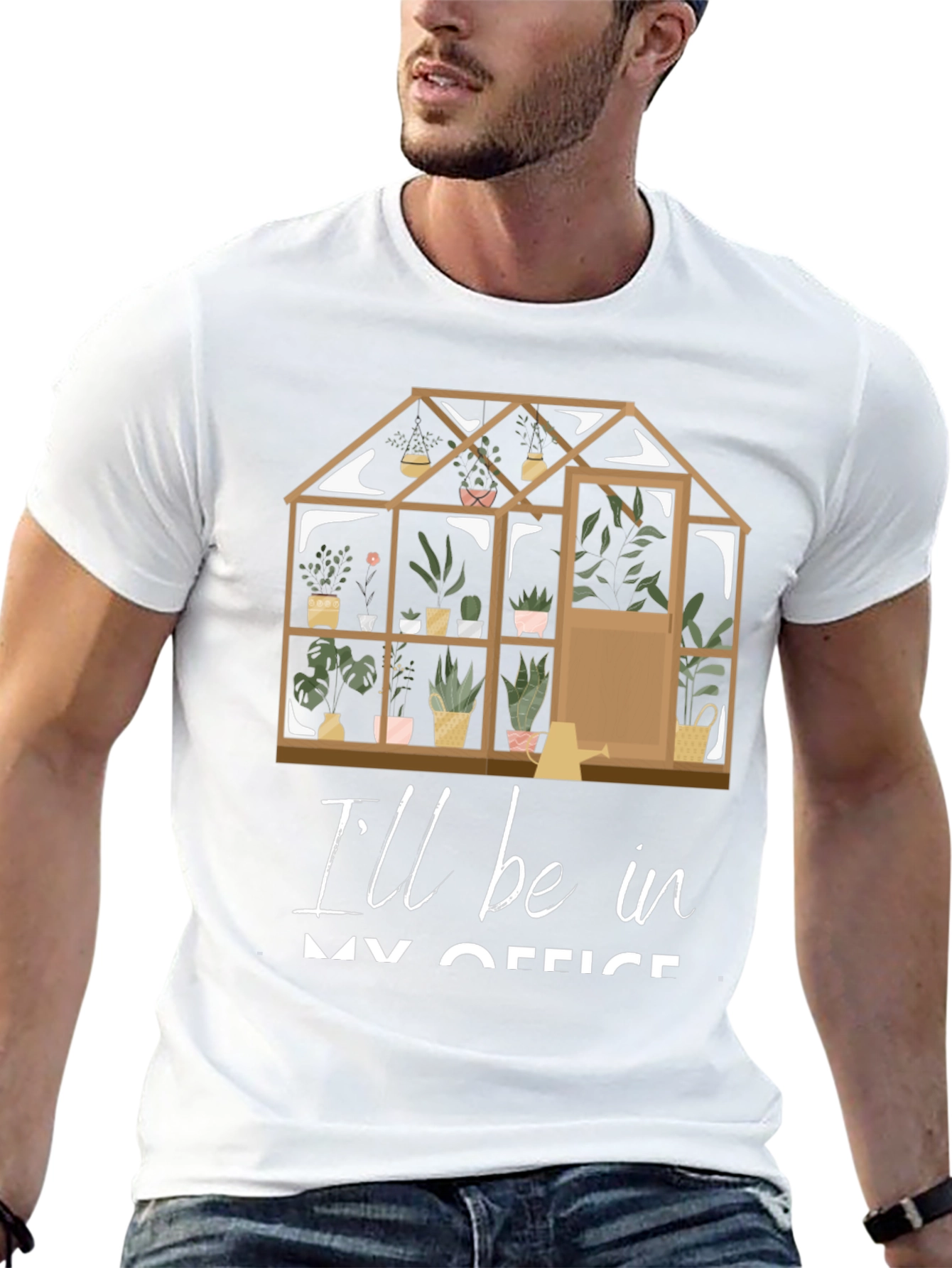Black Gardener's Office T-Shirt: Greenhouse Design view 13