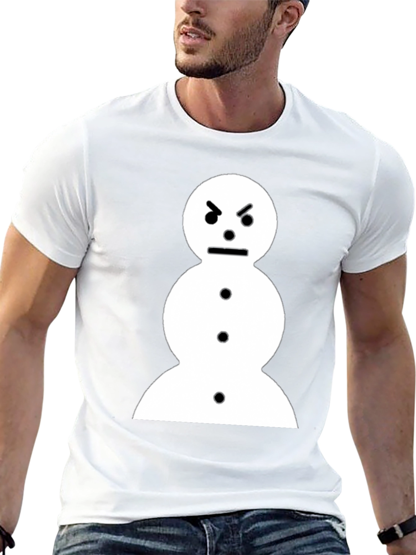 Black Angry Snowman Graphic Tee - Black Cotton T-Shirt view 13