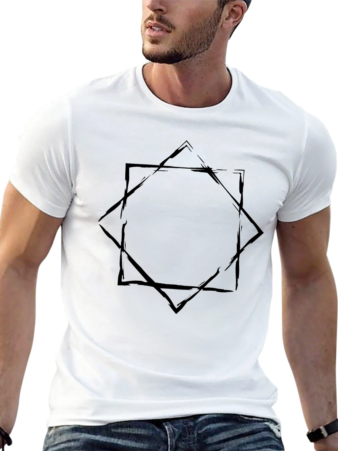 Black Geometric Black T-Shirt view 13
