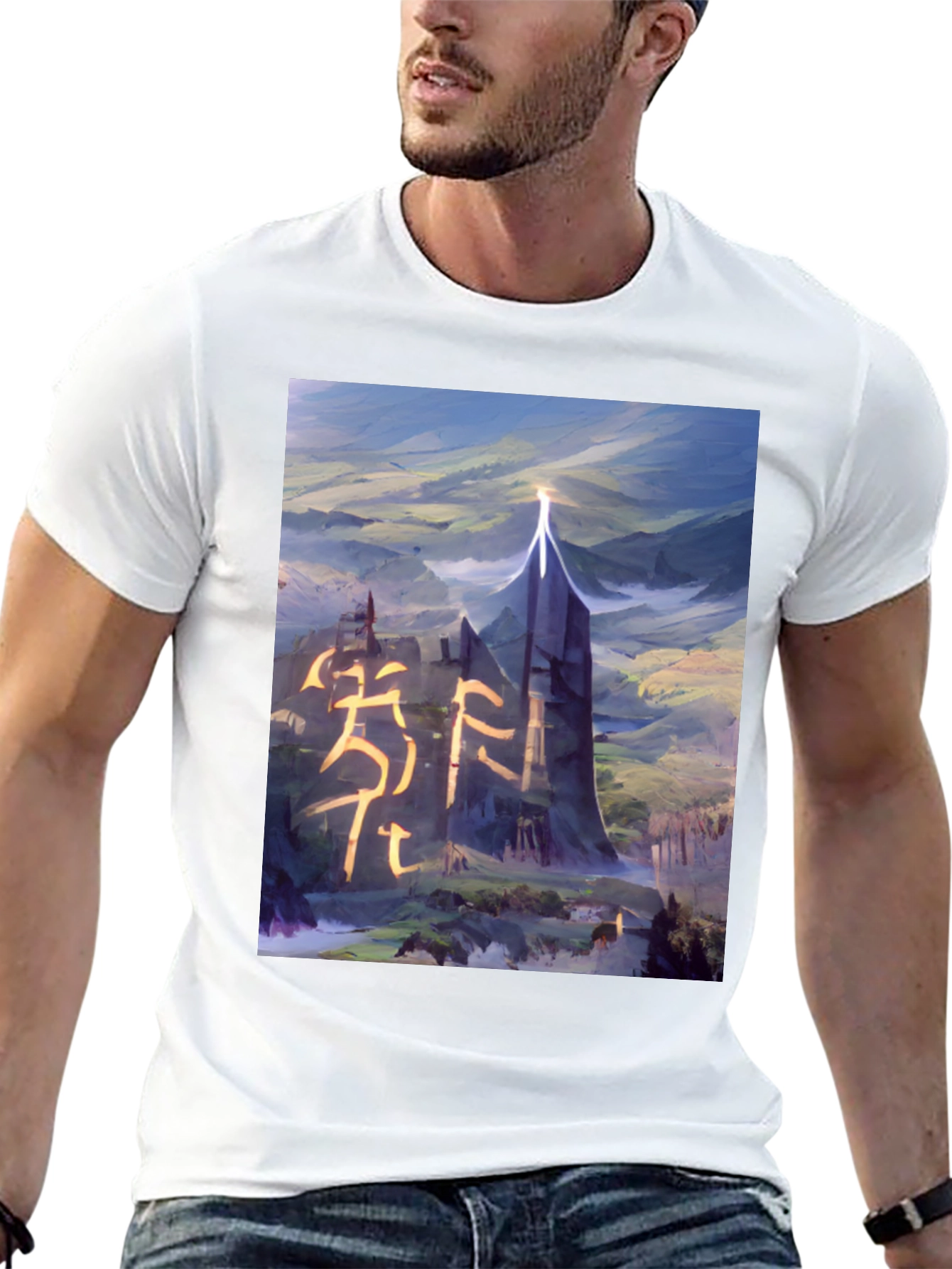 Black Fantasy Landscape Graphic Tee - Black T-Shirt view 13