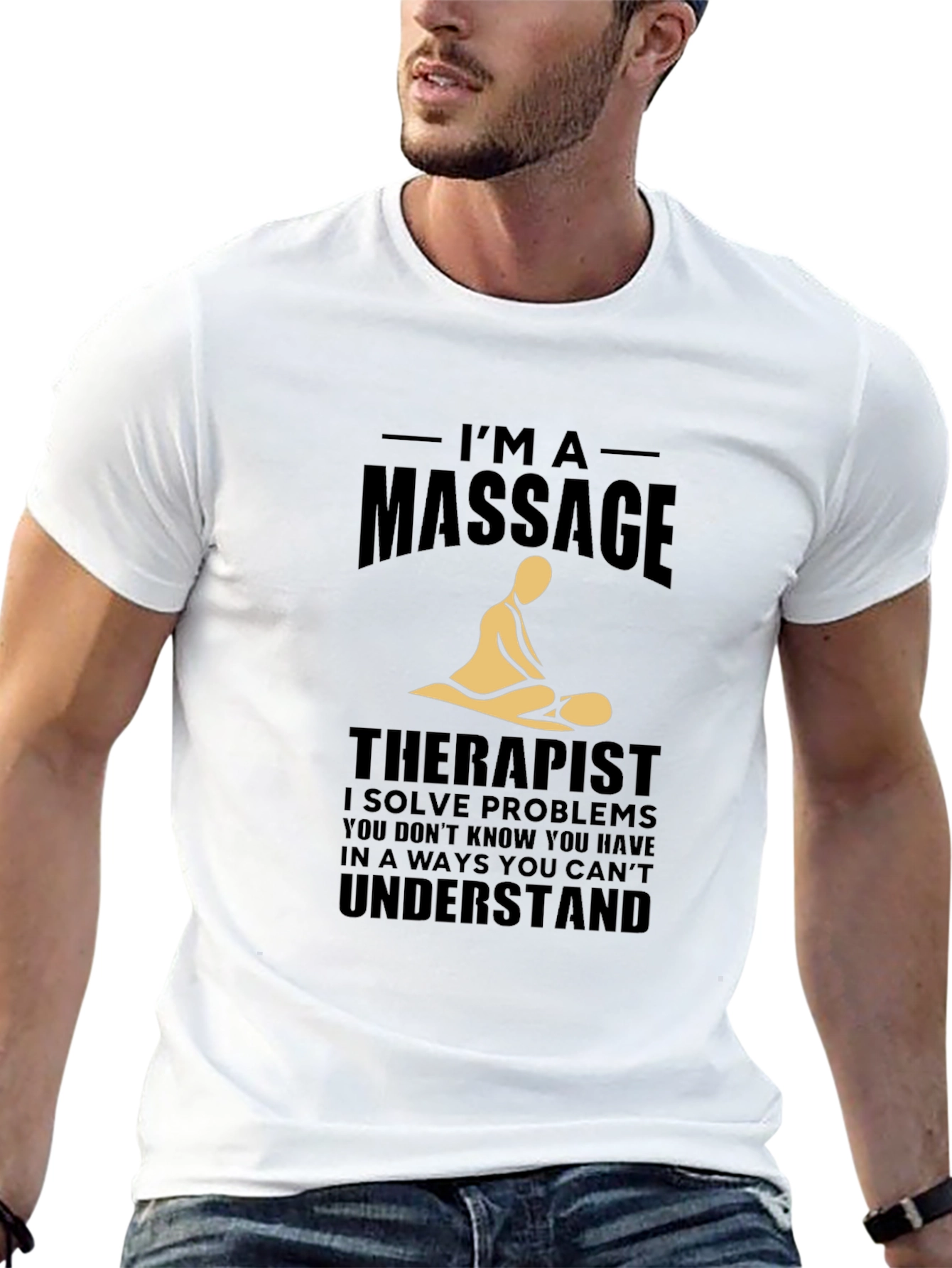Black Massage Therapist Novelty Graphic T-Shirt view 13