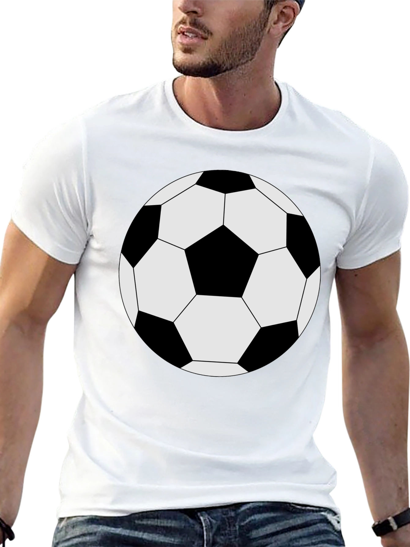 Black Soccer Ball Graphic Tee - Black Cotton T-Shirt view 13