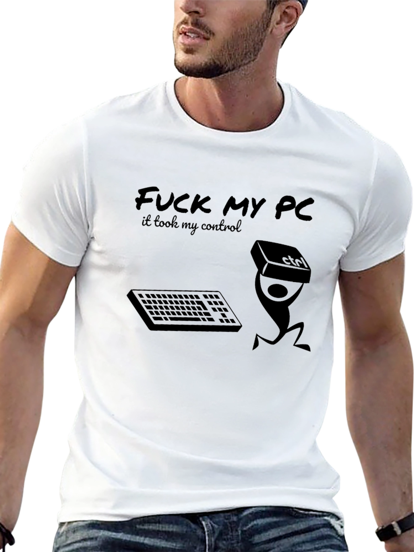 Black Funny PC Gamer T-Shirt - Control Freak Design view 13