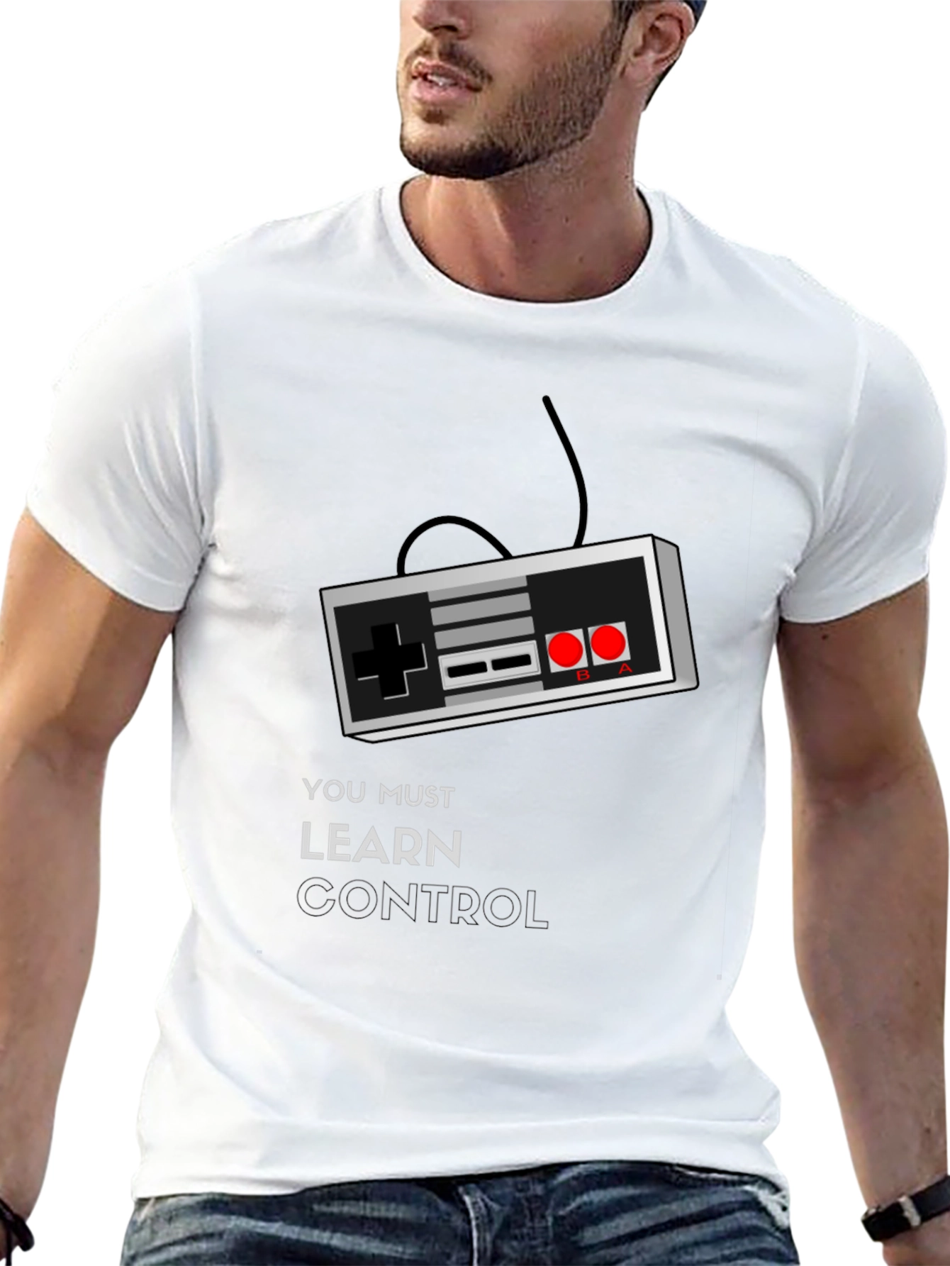 Black Retro Gamer T-Shirt - Learn Control view 13