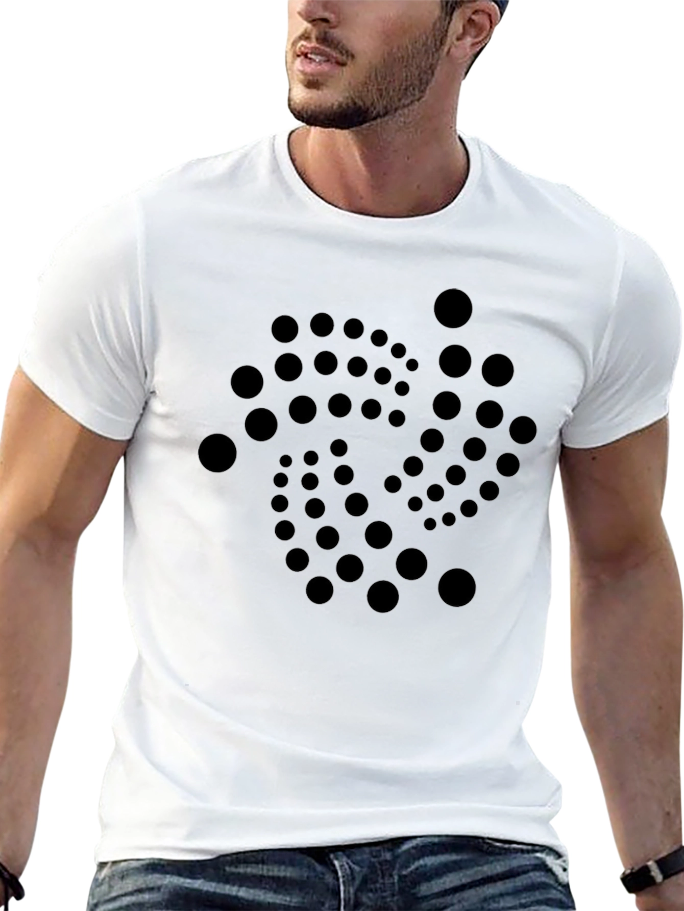 Black Abstract Circle Pattern T-Shirt - Black view 13