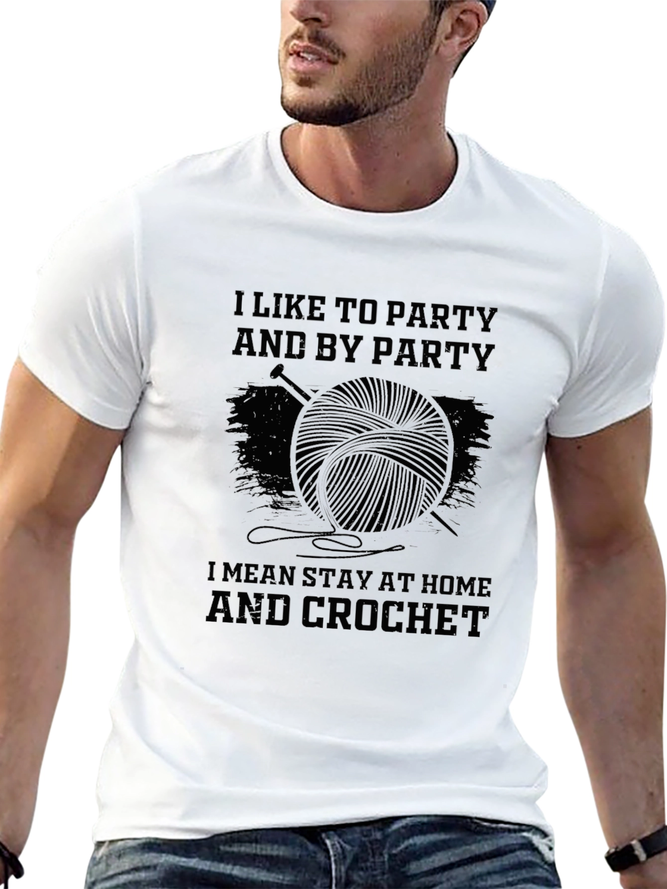 Black Crochet Party Funny Graphic T-Shirt view 13