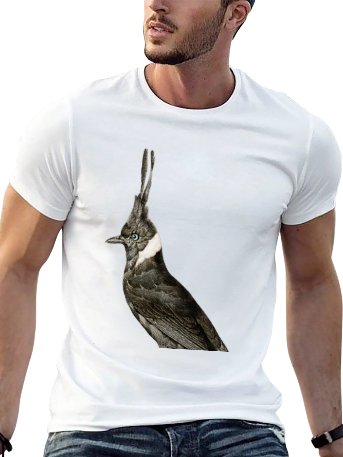 Black Crested Bird Graphic T-Shirt - Unique Style view 13