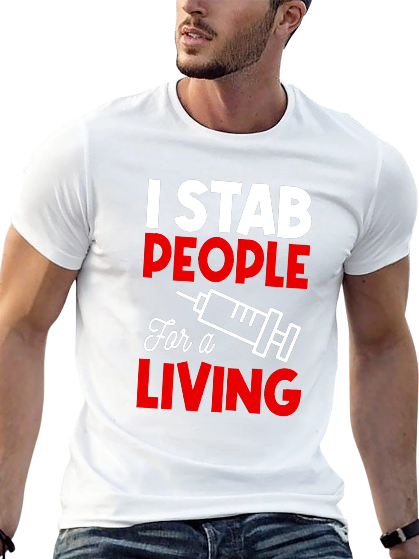 Black I Stab People For a Living T-Shirt - Funny Nurse Tee view 13