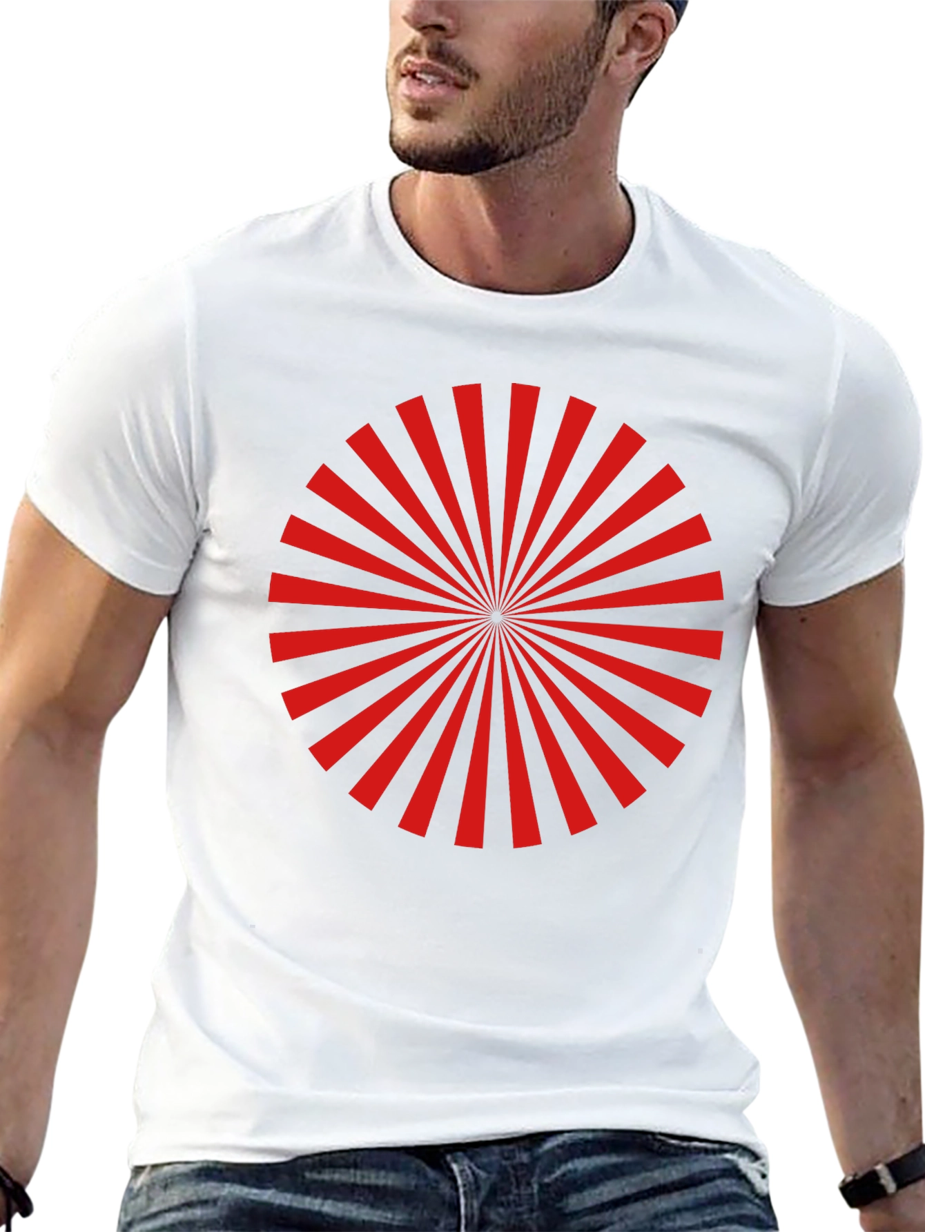 Black Red Radial Burst Graphic Tee - Black view 13