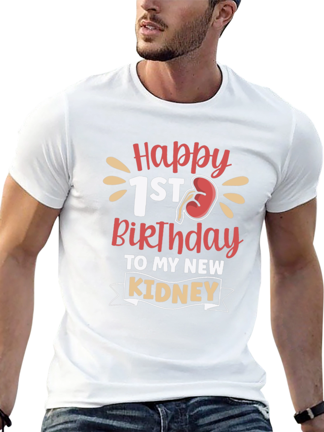 Black Happy 1st Birthday Kidney Transplant T-Shirt view 13