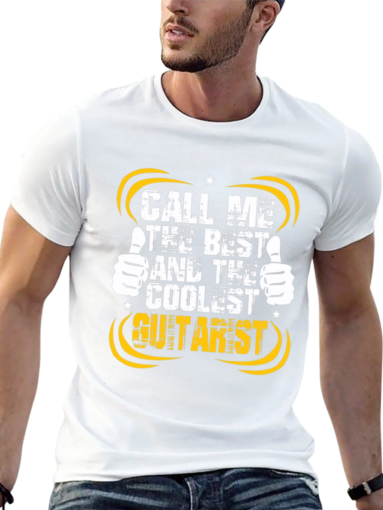 Black Coolest Guitarist Graphic Tee - Black Cotton T-Shirt view 13