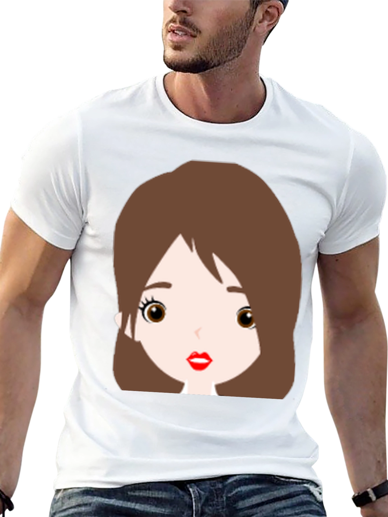 Black Cute Cartoon Girl Graphic Black T-Shirt view 13