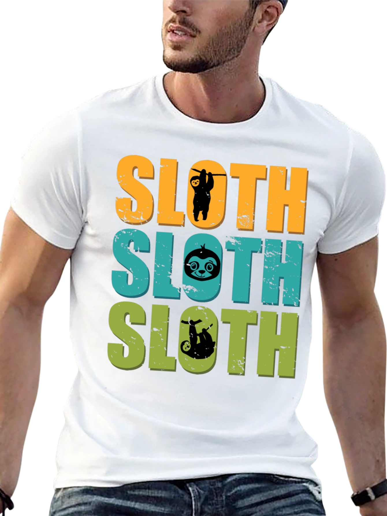 Black Sloth Lover T-Shirt Funny Animal Tee Men's view 13