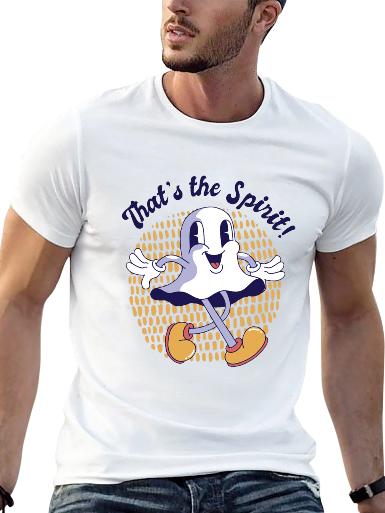 Black Retro Cartoon Ghost T-Shirt - That's the Spirit! view 13