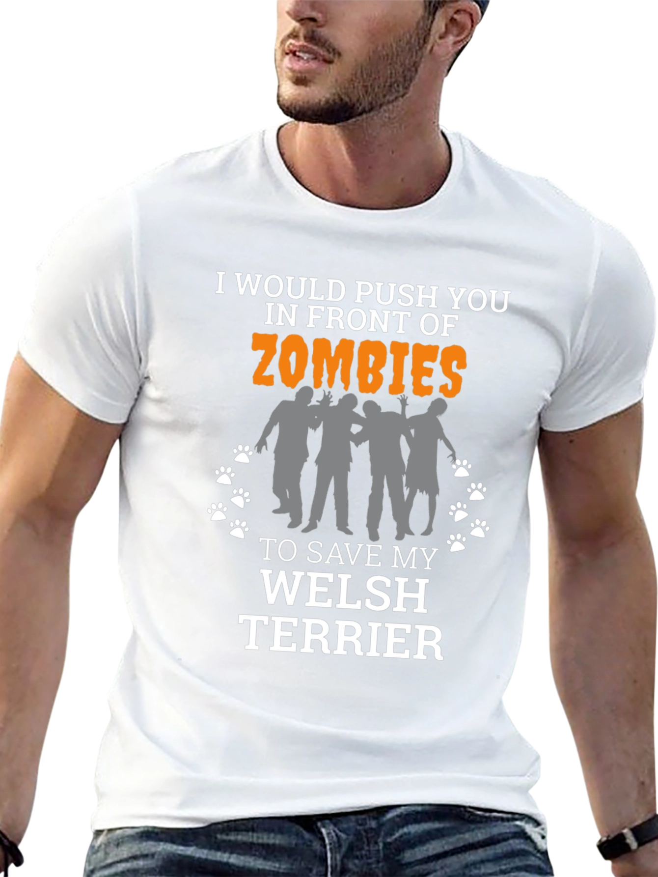 Black Funny Welsh Terrier Zombie T-Shirt view 13