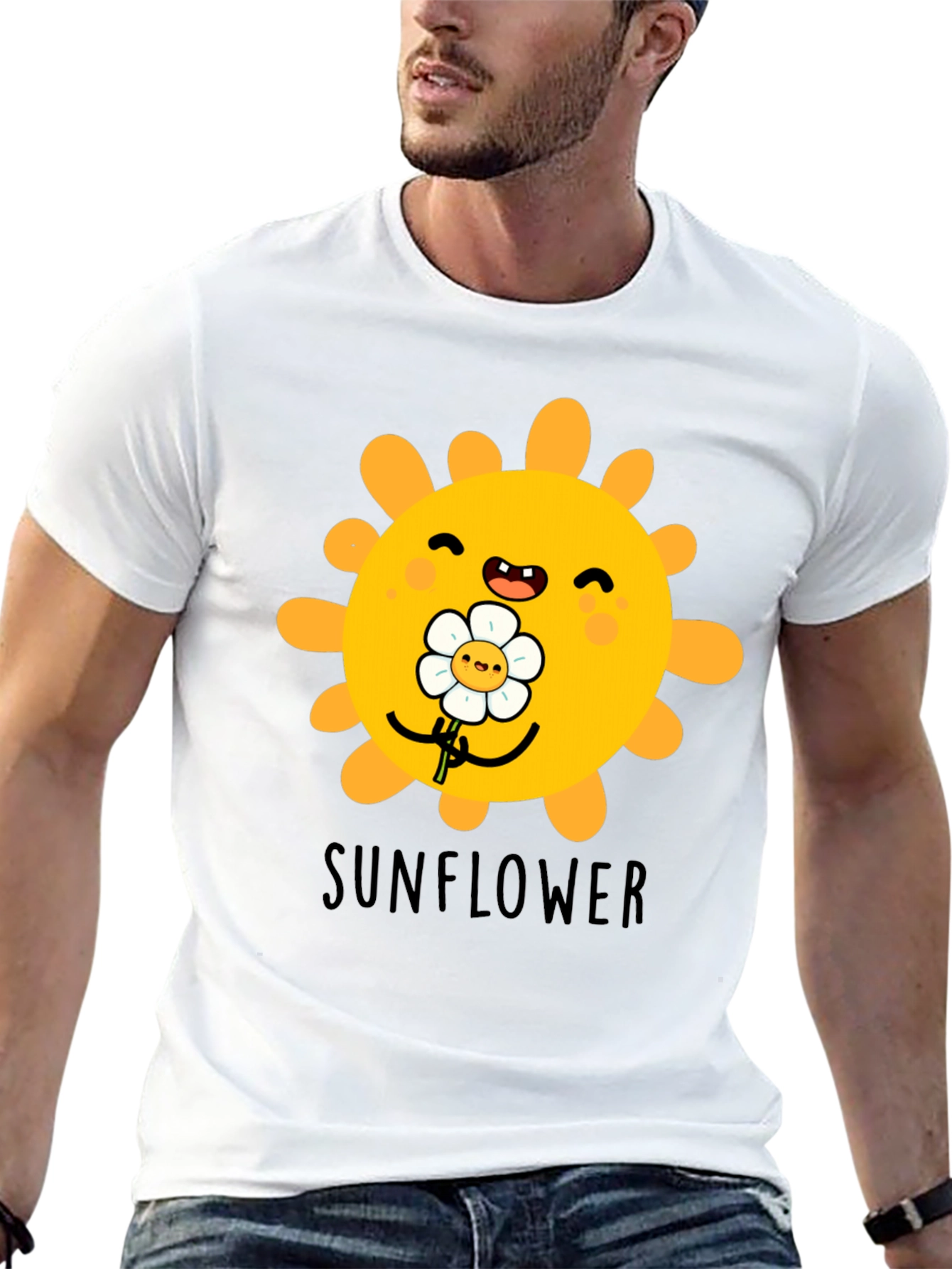 Black Cute Sunflower Graphic T-Shirt - Black view 13