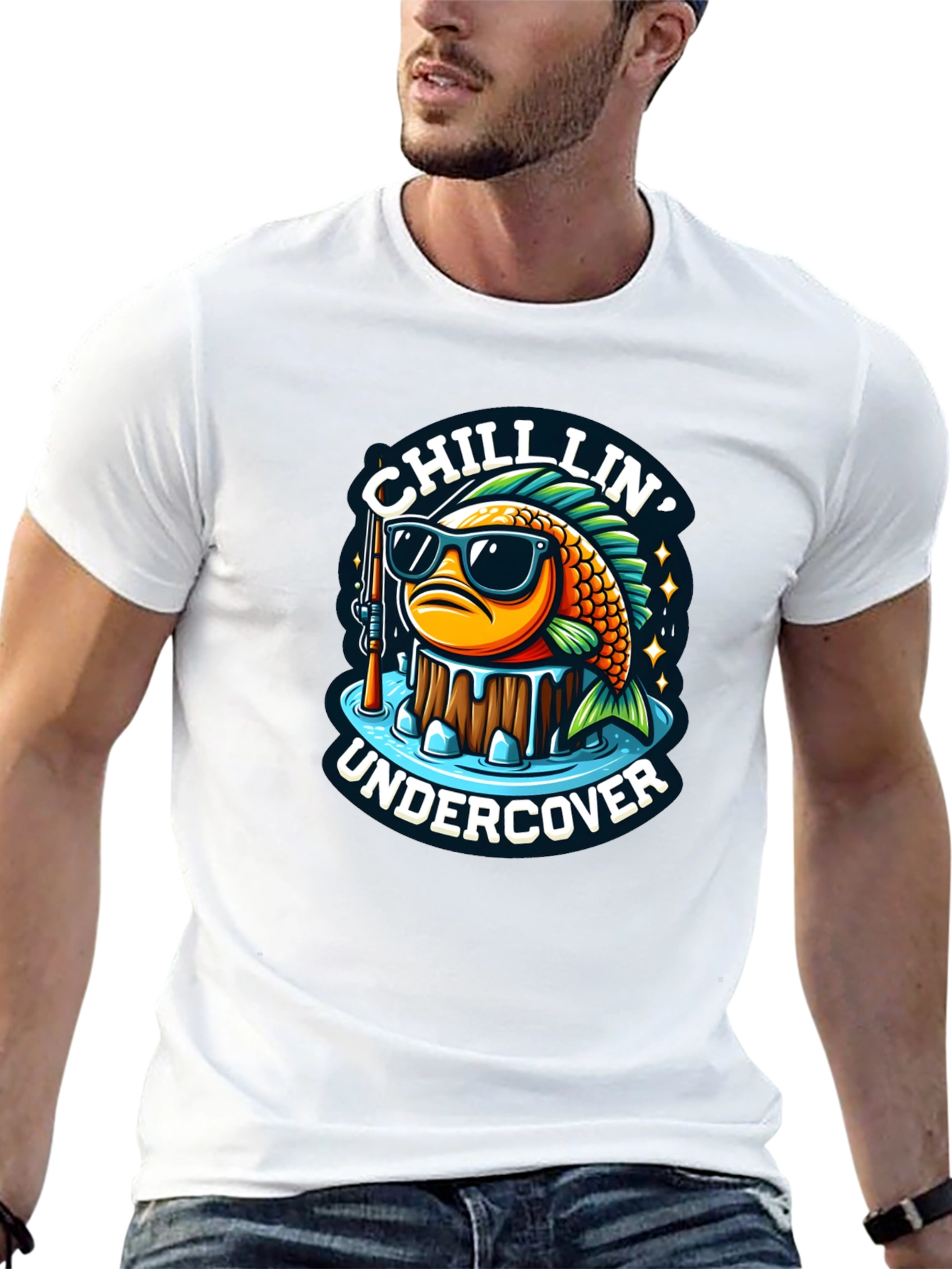 Black Chillin' Undercover Fish Graphic Tee view 13