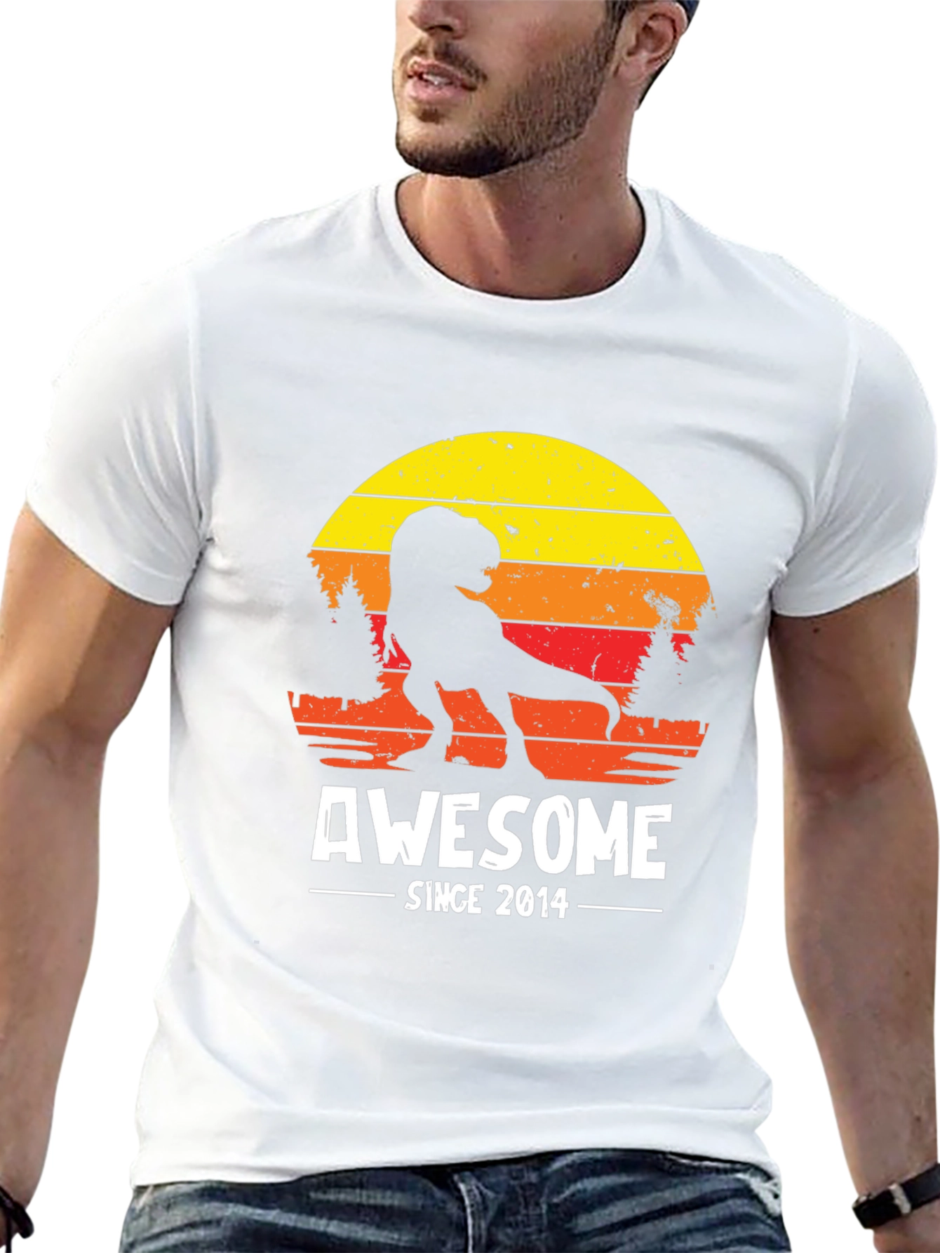 Black Awesome Since 2014 Dinosaur T-Shirt view 13