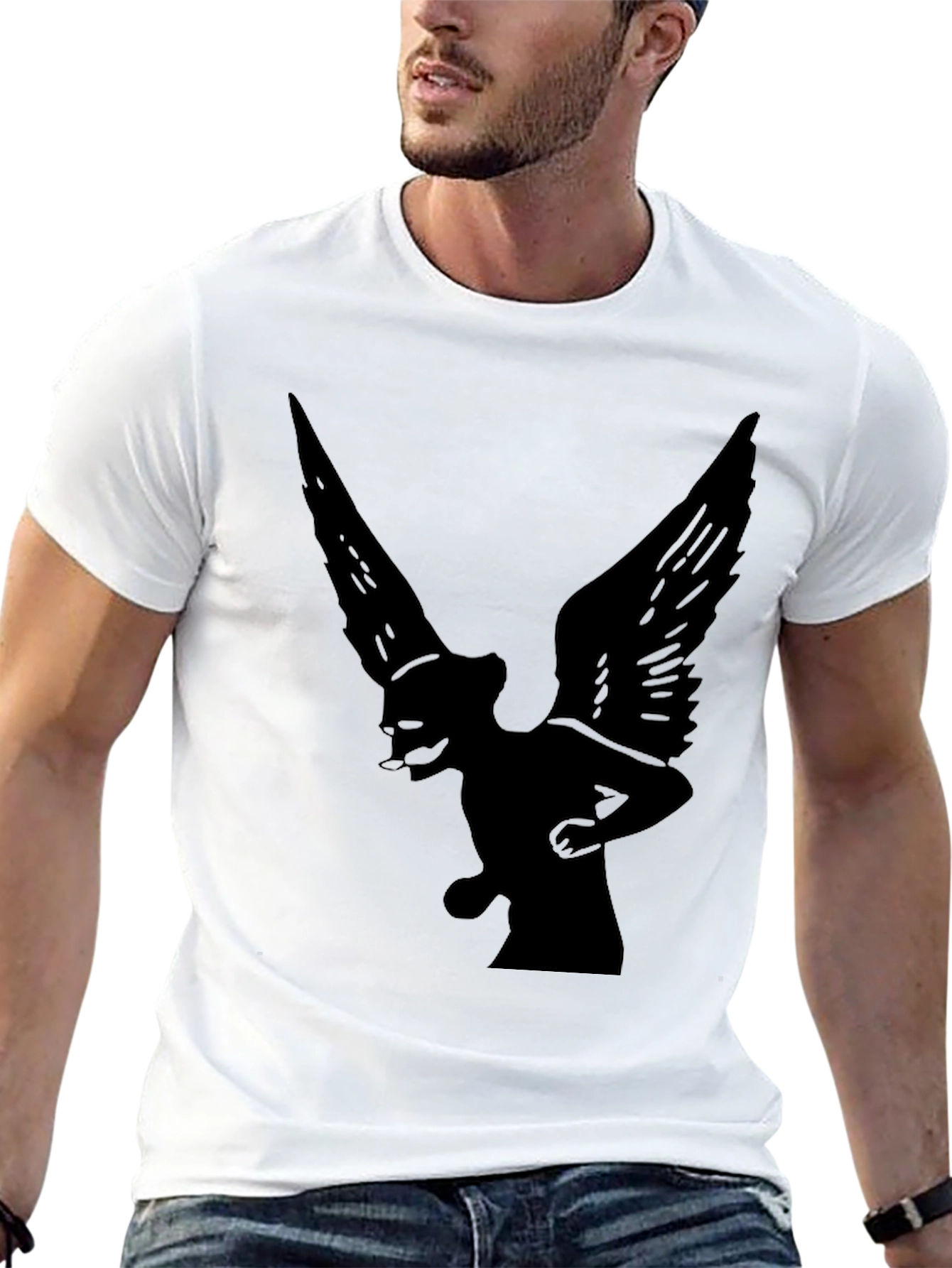 Black Angel Winged T-Shirt - Black Graphic Tee view 13