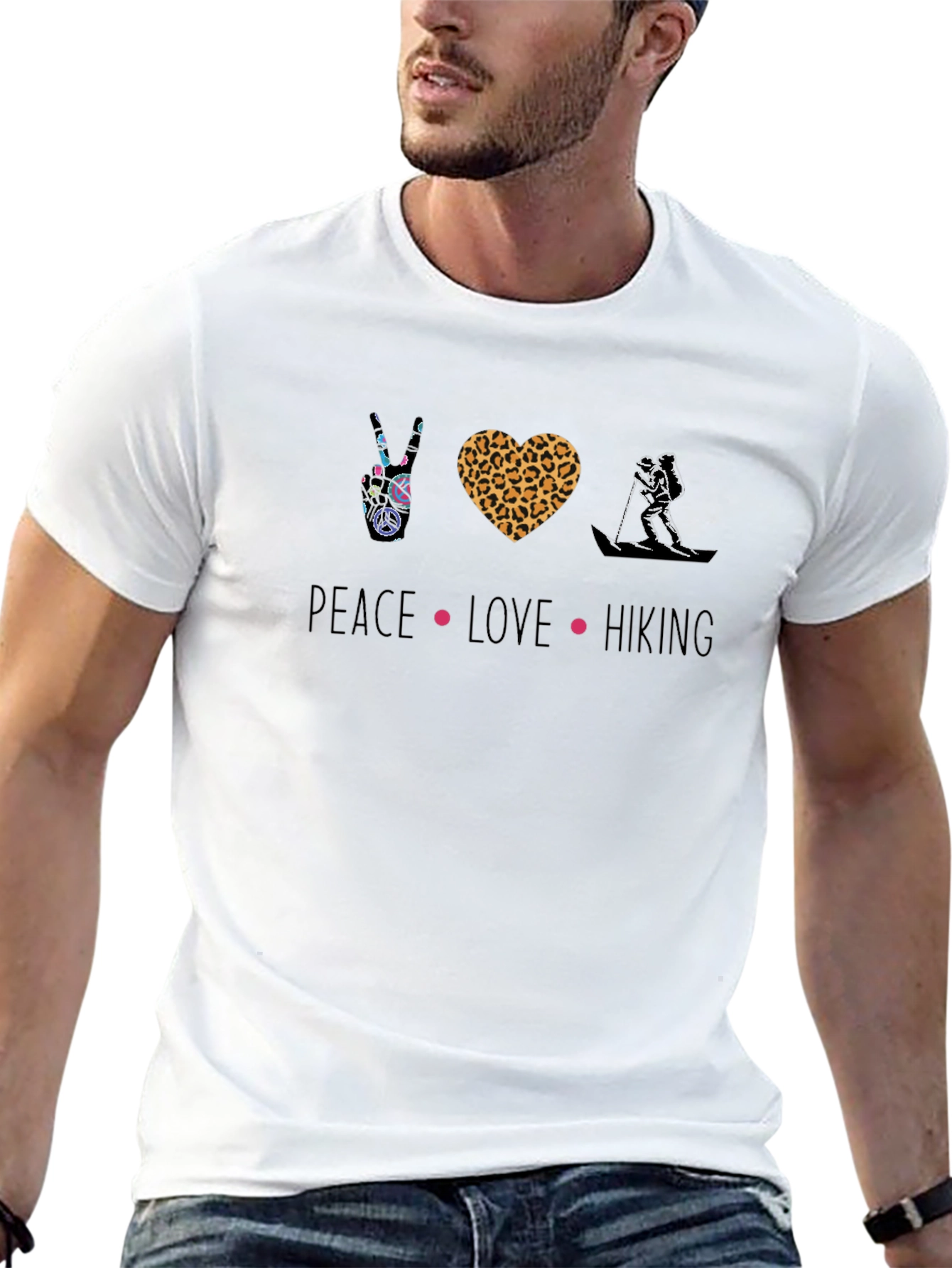 Black Peace Love Hiking Graphic Tee - Black view 13