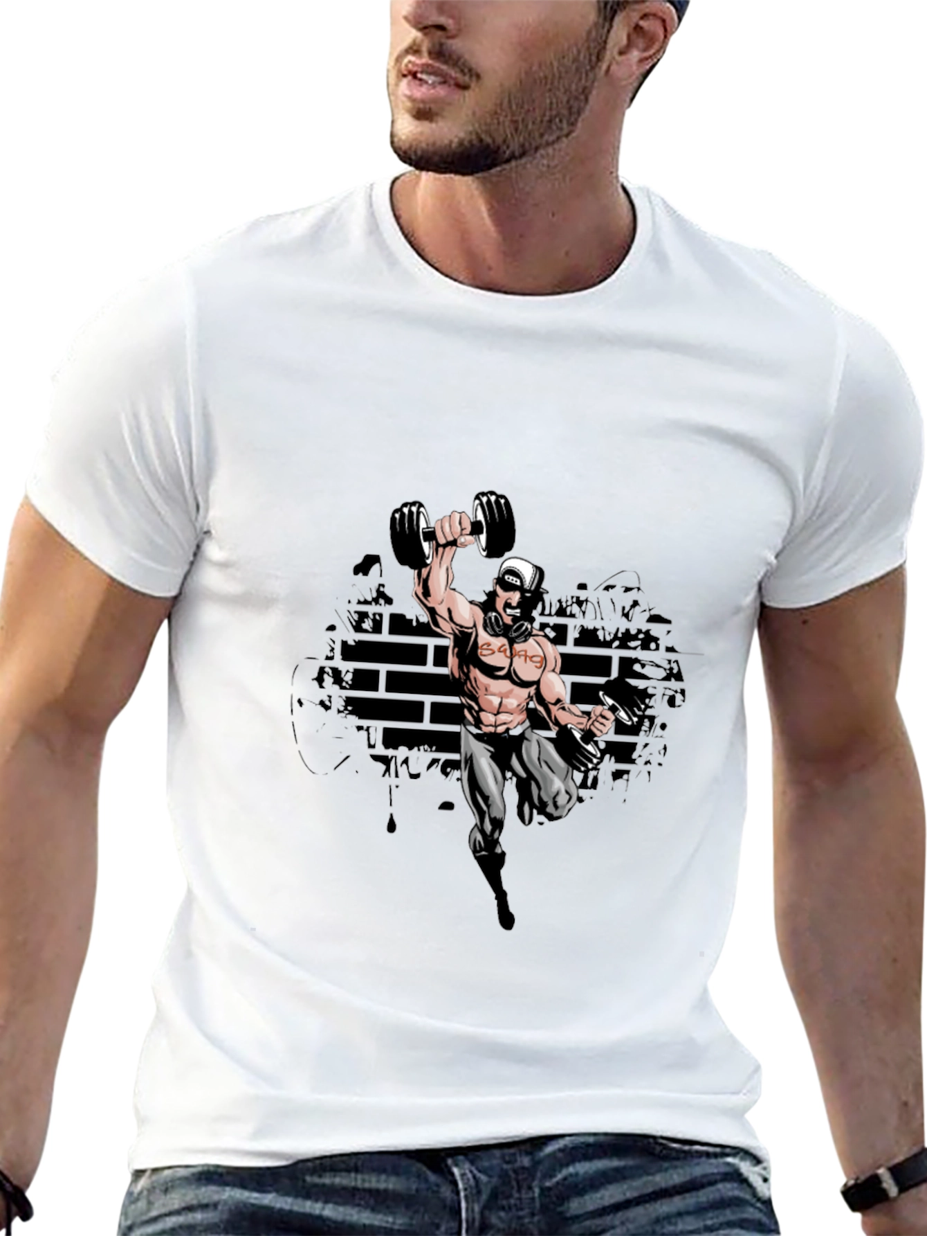 Black Gym Cartoon Black T-Shirt view 13