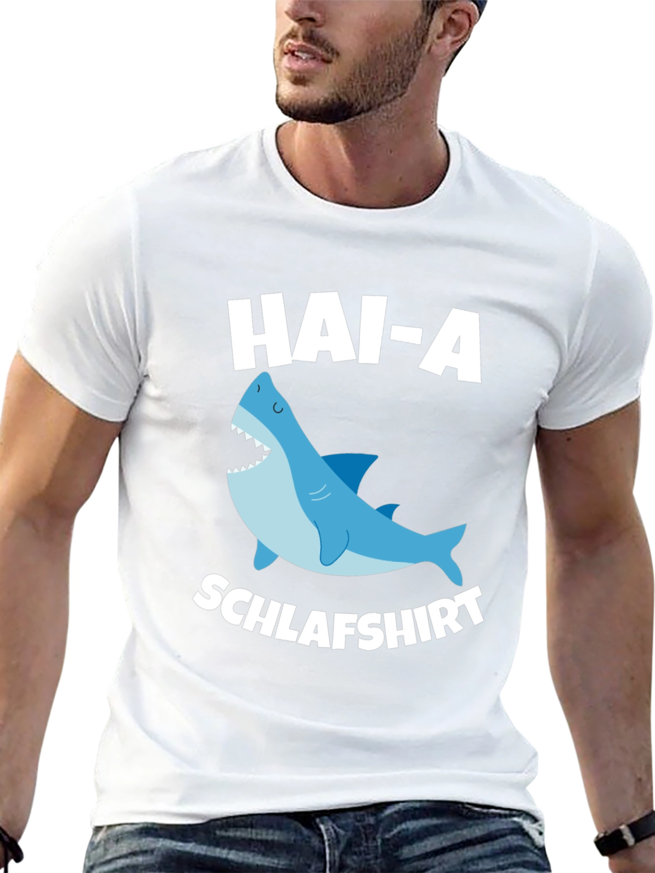 Black Funny Shark T-Shirt - Hai-A Schlafshirt view 13