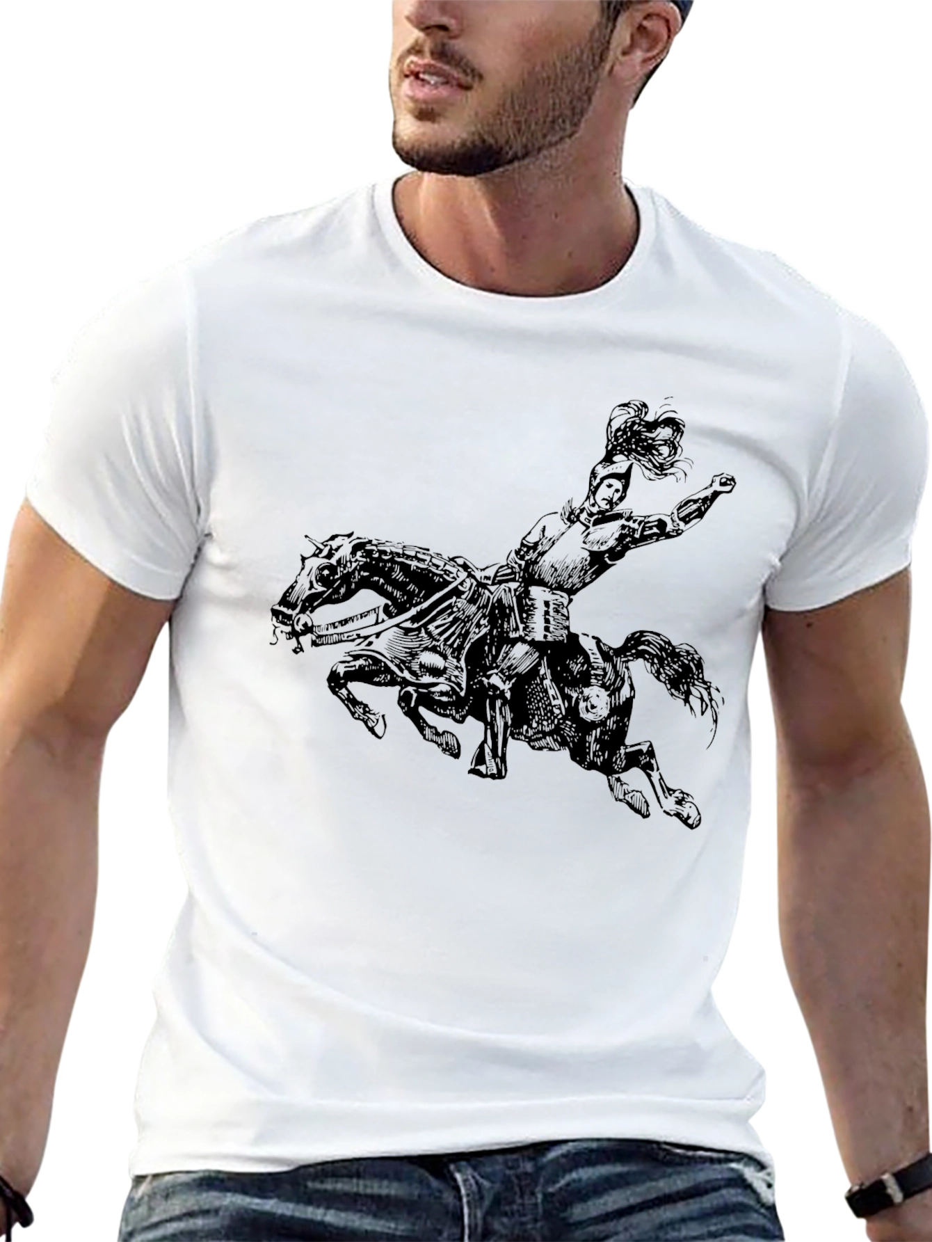 Black Equestrian Knight Graphic Tee - Black view 13