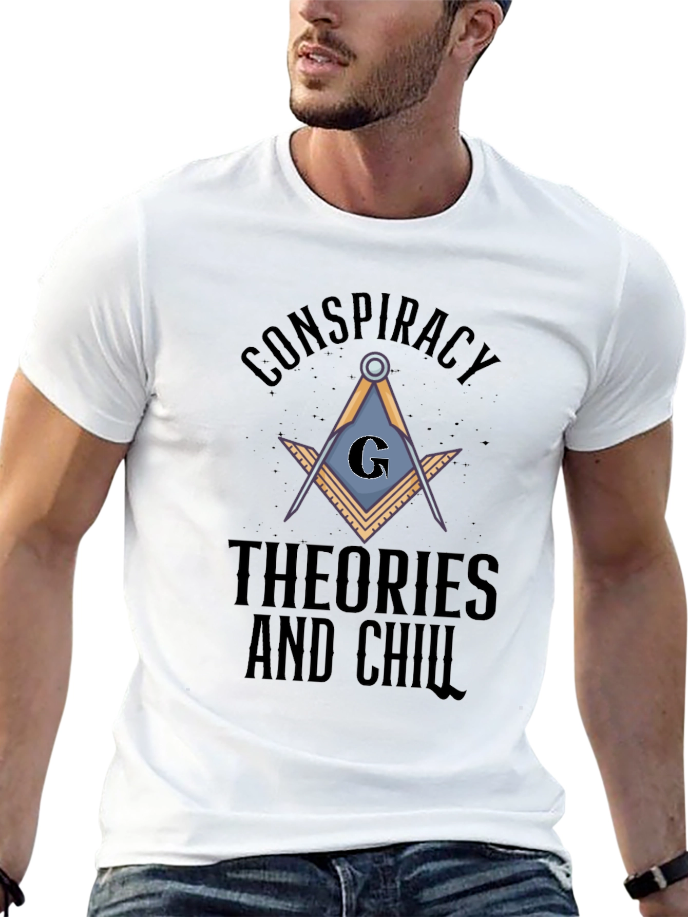 Black Conspiracy Theories and Chill Graphic T-Shirt view 13