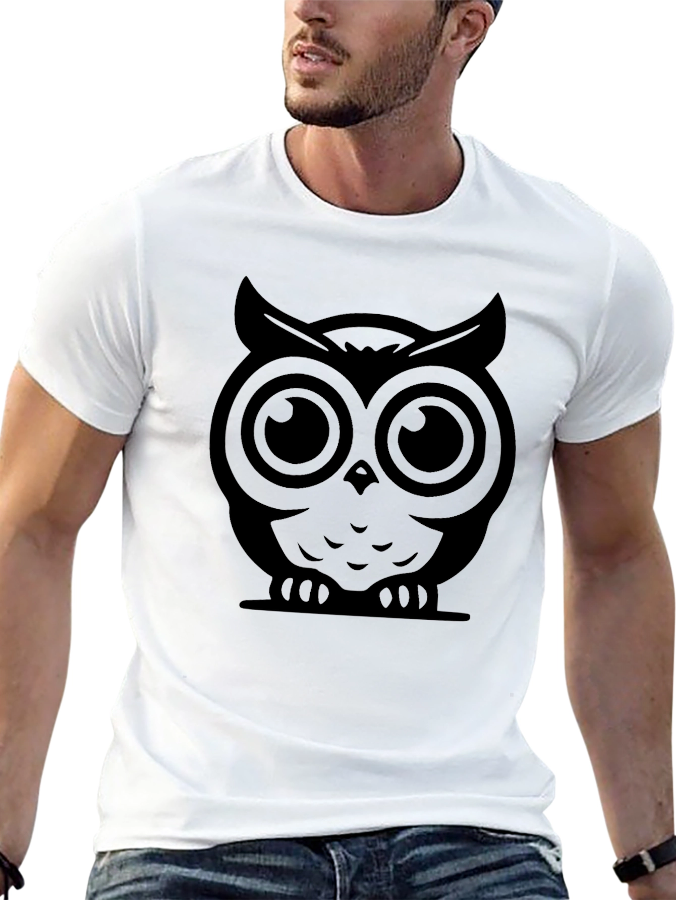 Black Owl Graphic Black T-Shirt view 13