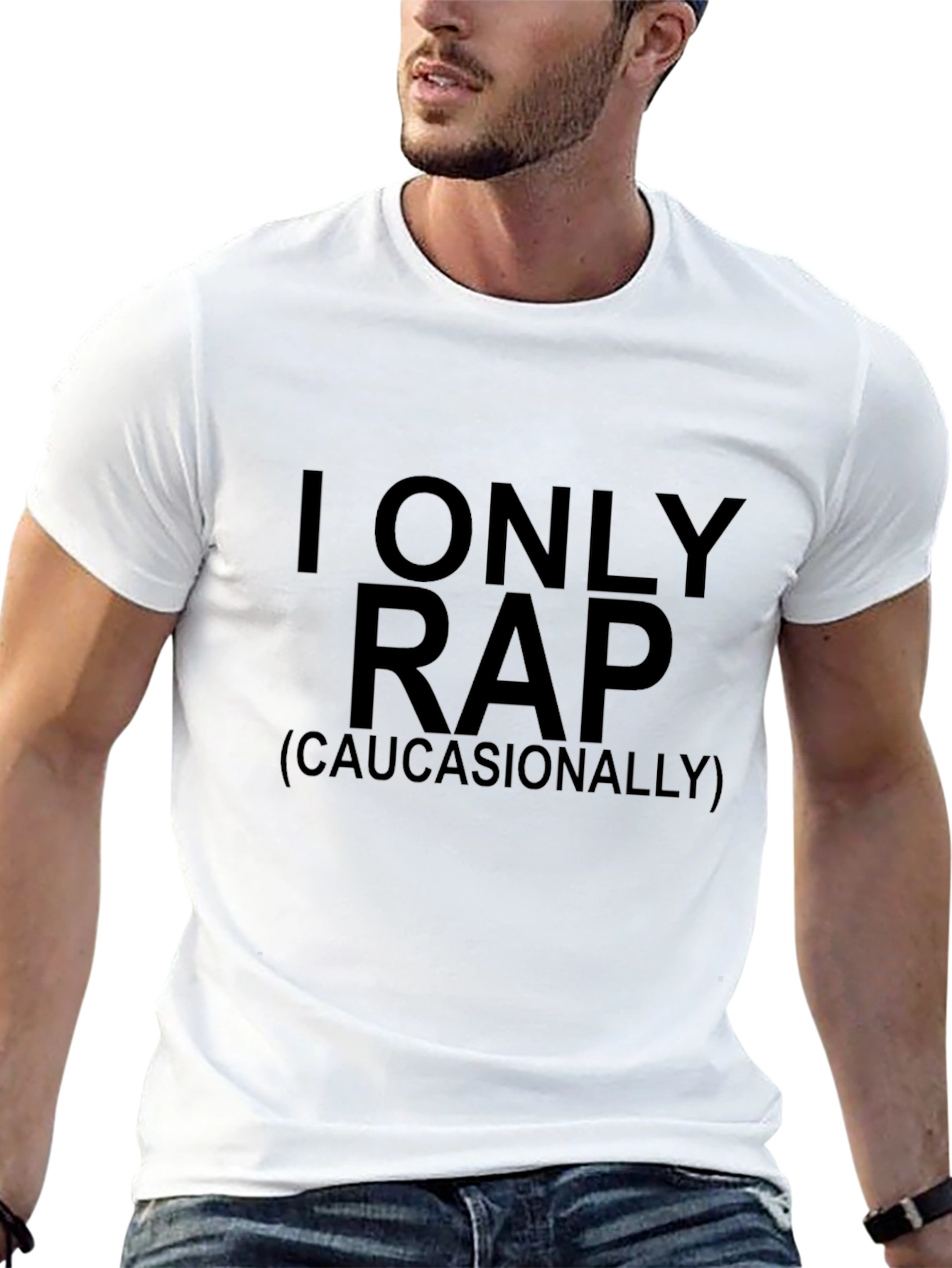 Black I Only Rap (Caucasianally) Graphic Tee view 13