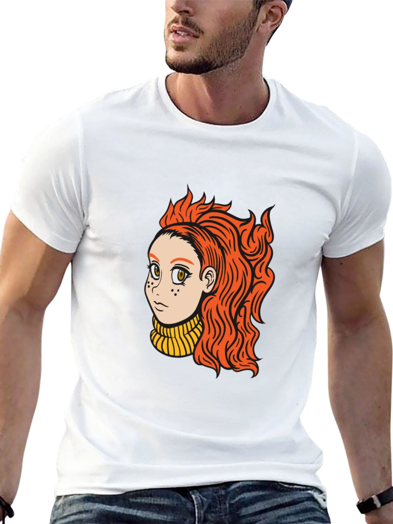 Black Cartoon Girl Graphic Black T-Shirt view 13