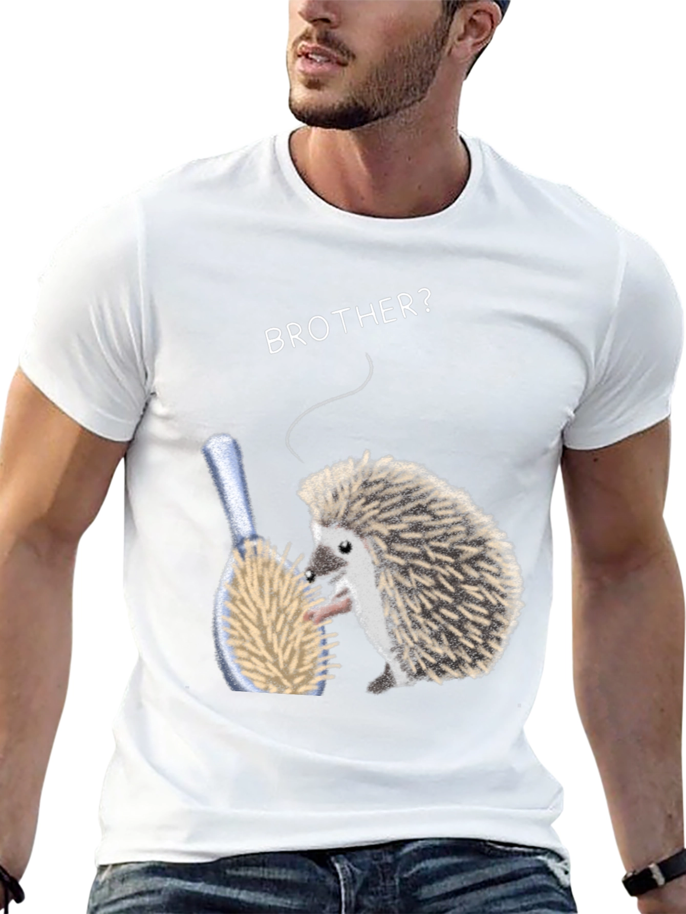 Black Brother Hedgehog Graphic Tee - Quirky Animal Shirt view 13