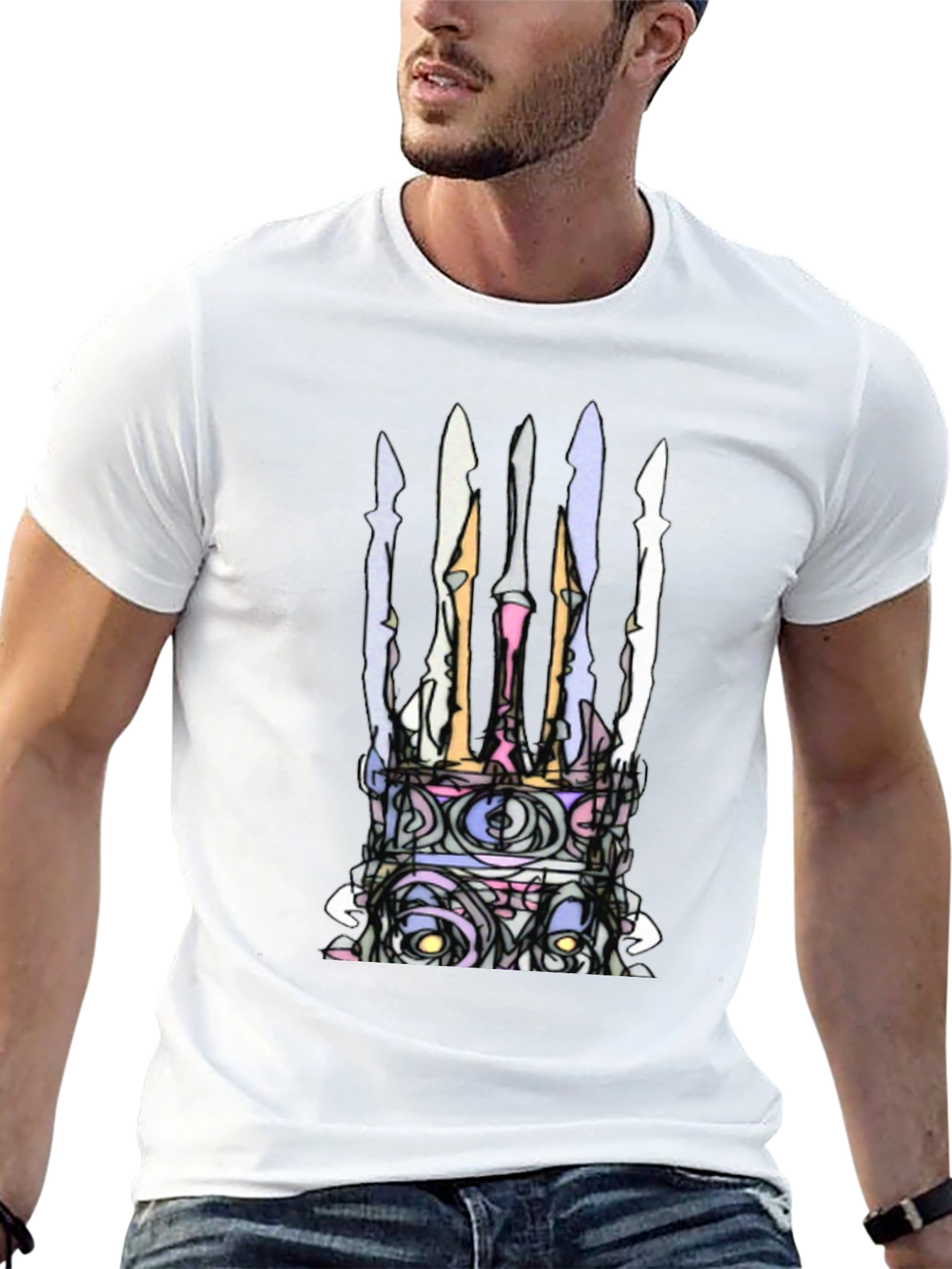 Black Abstract Crown Graphic Black T-Shirt view 13