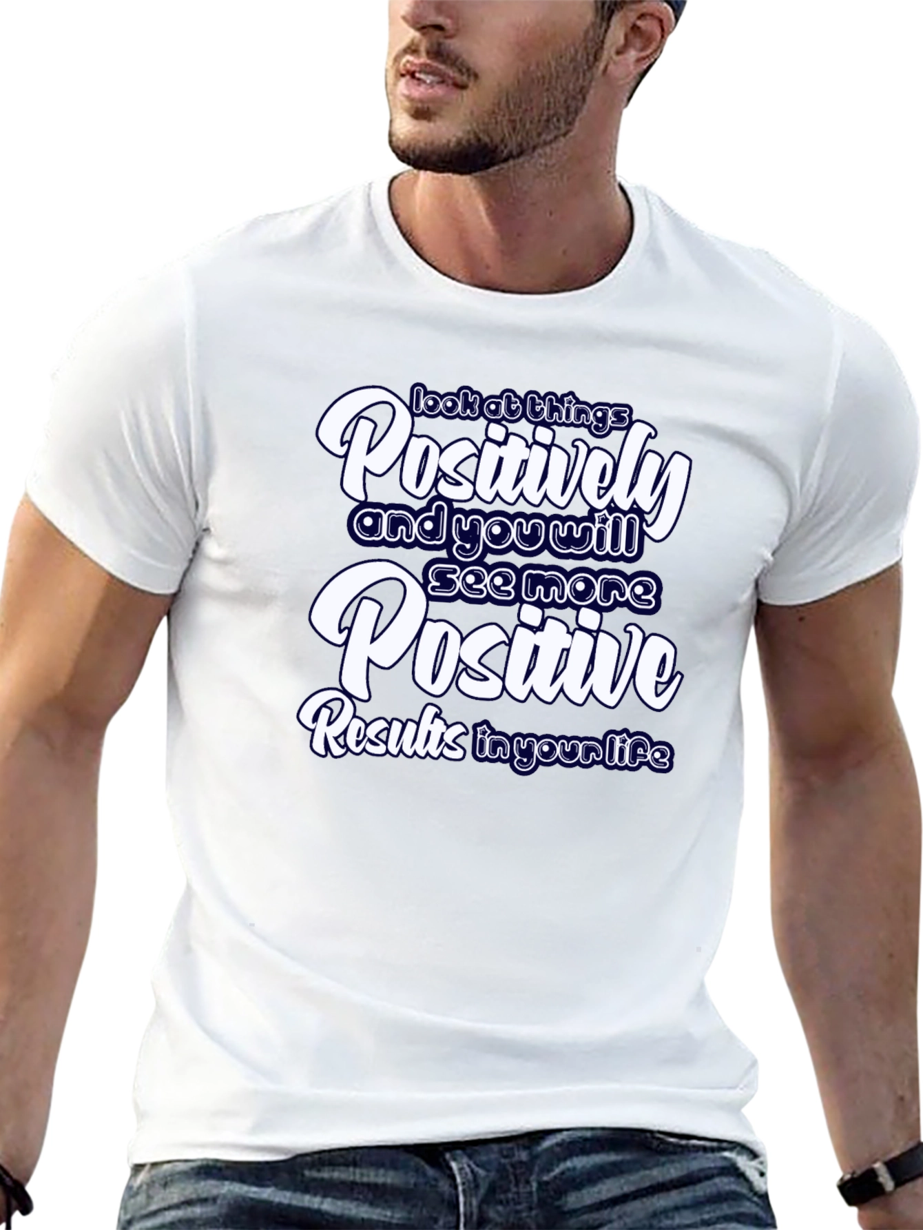 Black Positive Results Graphic Tee - Motivational Black T-Shirt view 13