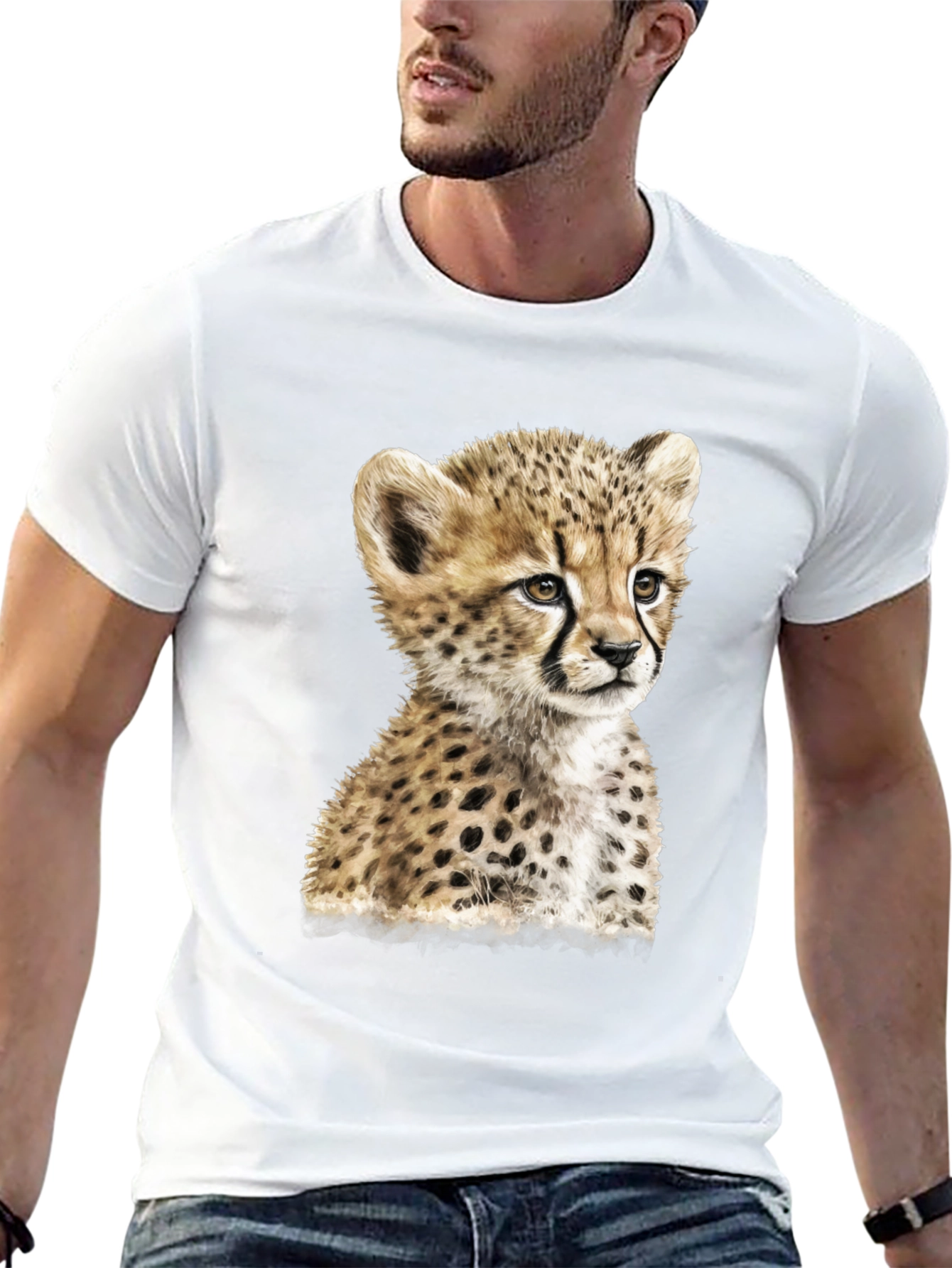 Black Cheetah Cub Graphic Black T-Shirt view 13