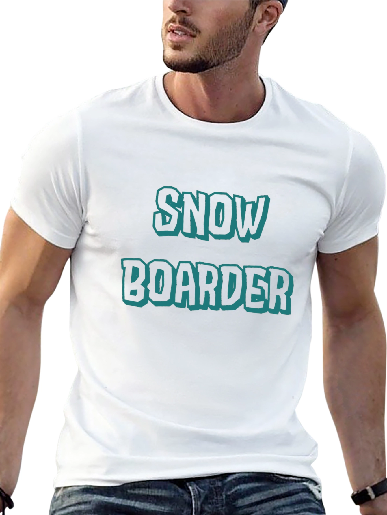 Black Snowboarder Graphic Tee - Black Cotton T-Shirt view 13