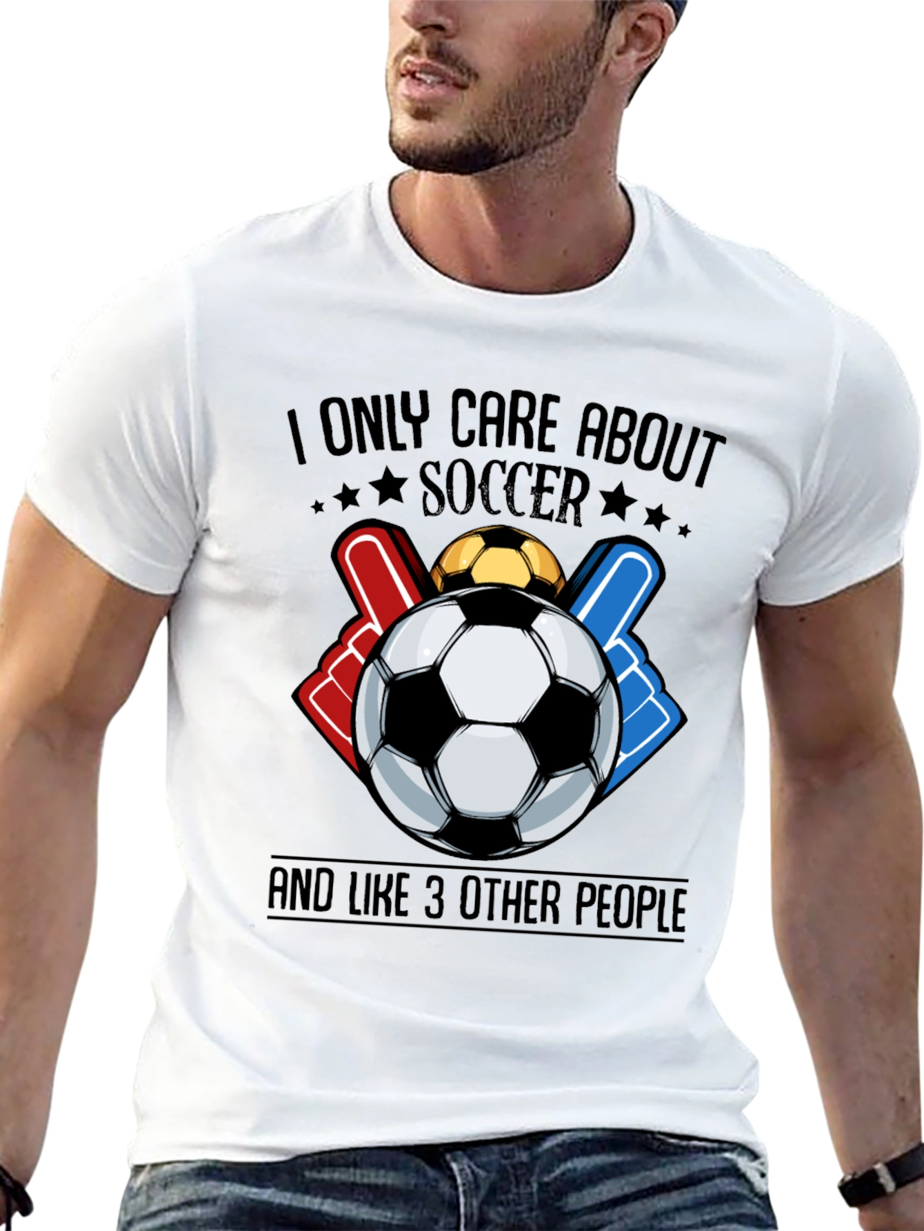 Black Soccer Fan Graphic Tee - I Only Care About Soccer T-Shirt view 13