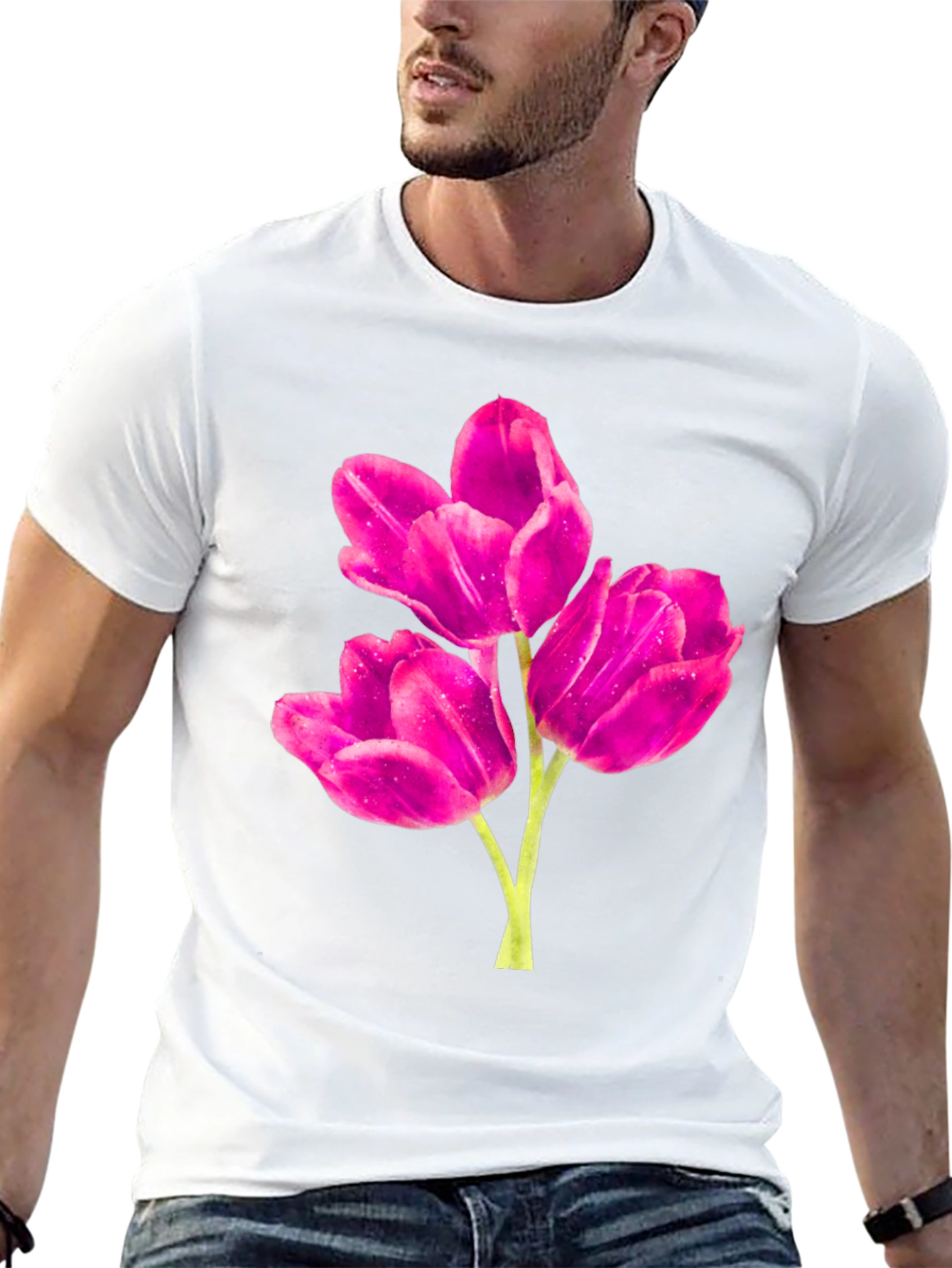 Black Floral Print Crew Neck T-Shirt view 13