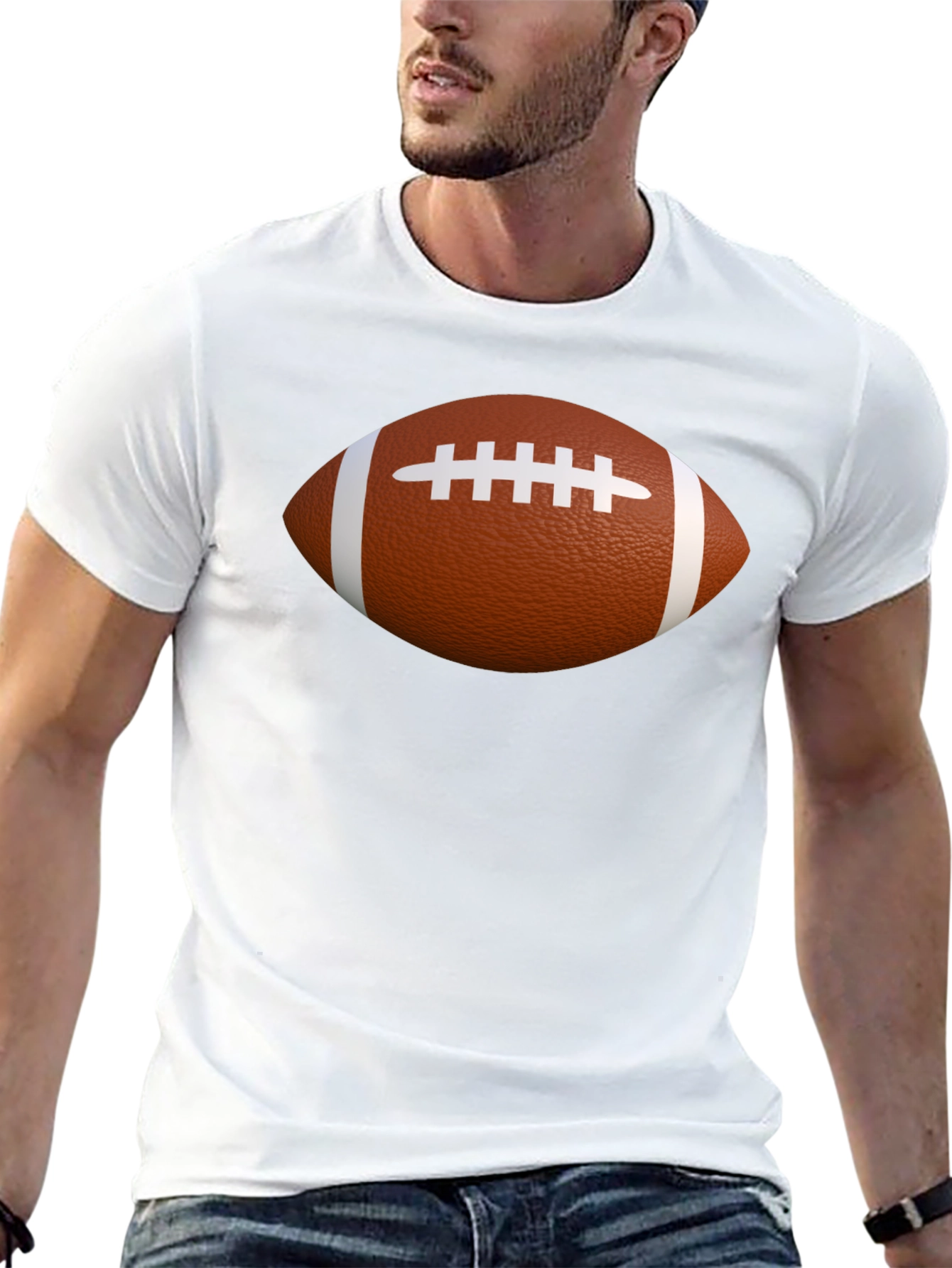 Black Football Graphic T-Shirt - Casual Cotton Tee view 13