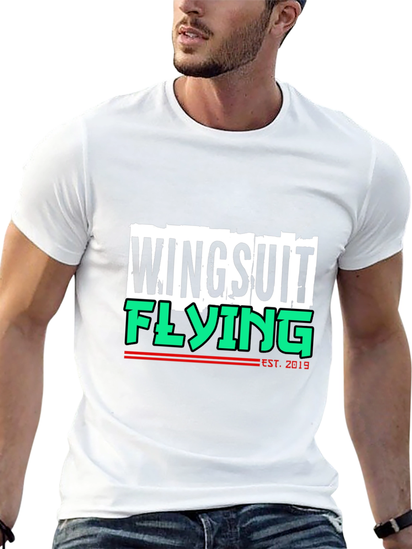 Black Wingsuit Flying Est. 2019 Black T-Shirt view 13