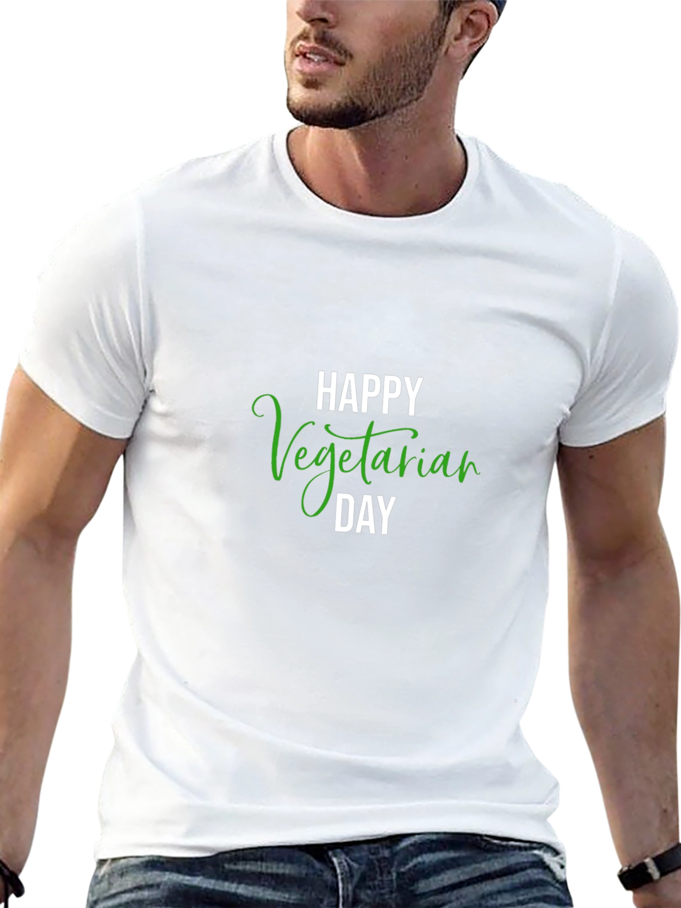 Black Happy Vegetarian Day Black T-Shirt view 13