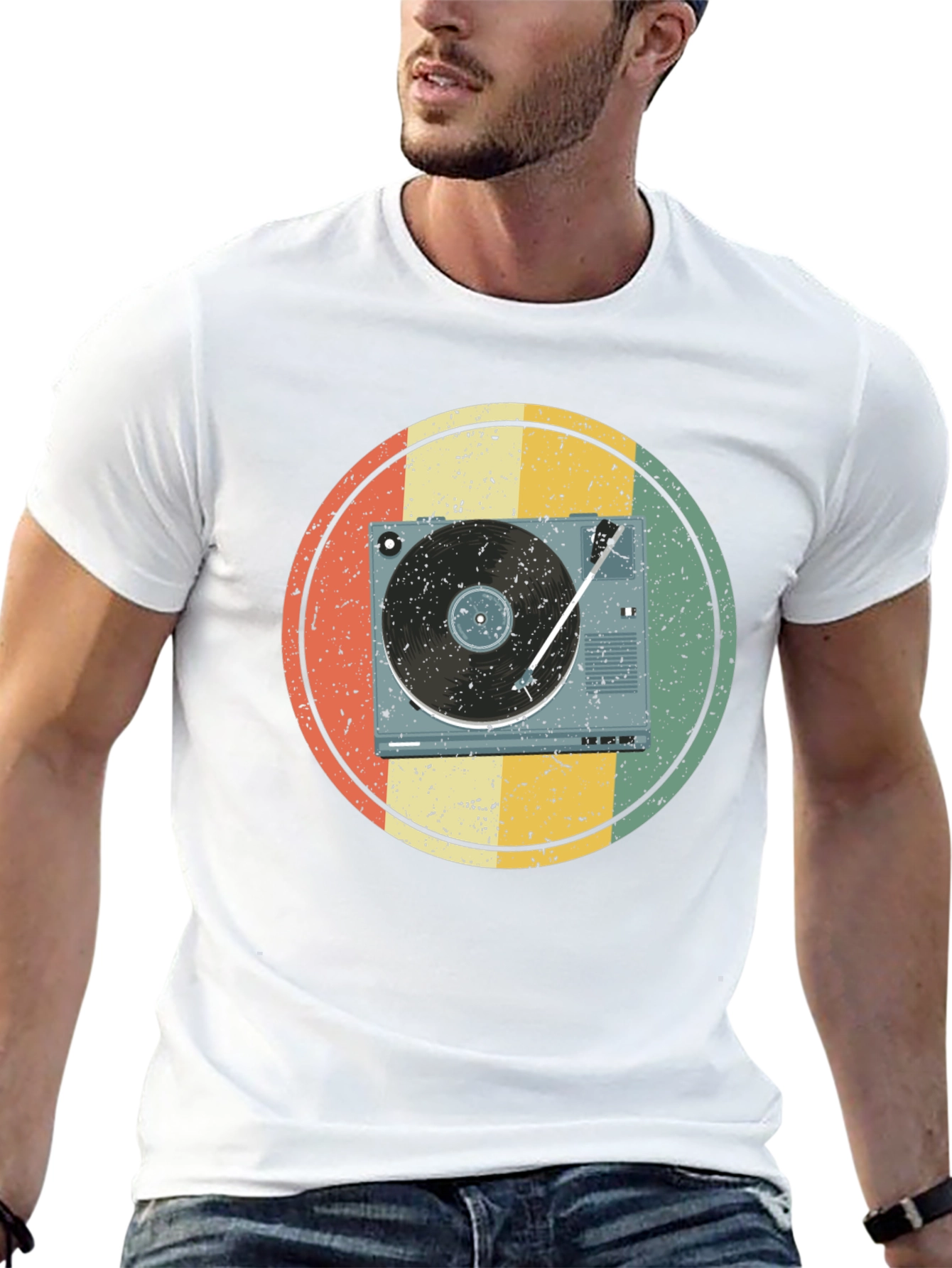 Black Retro Turntable Graphic T-Shirt view 13