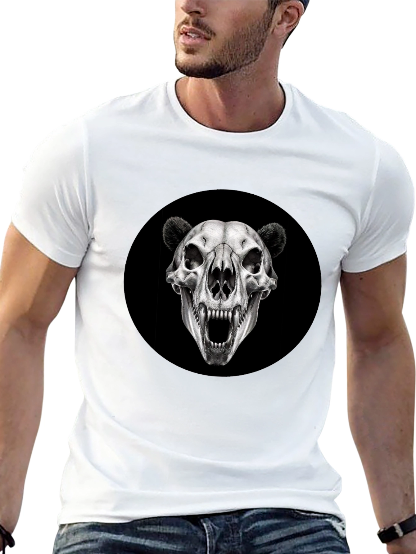 Black Bear Skull Graphic Black T-Shirt view 13