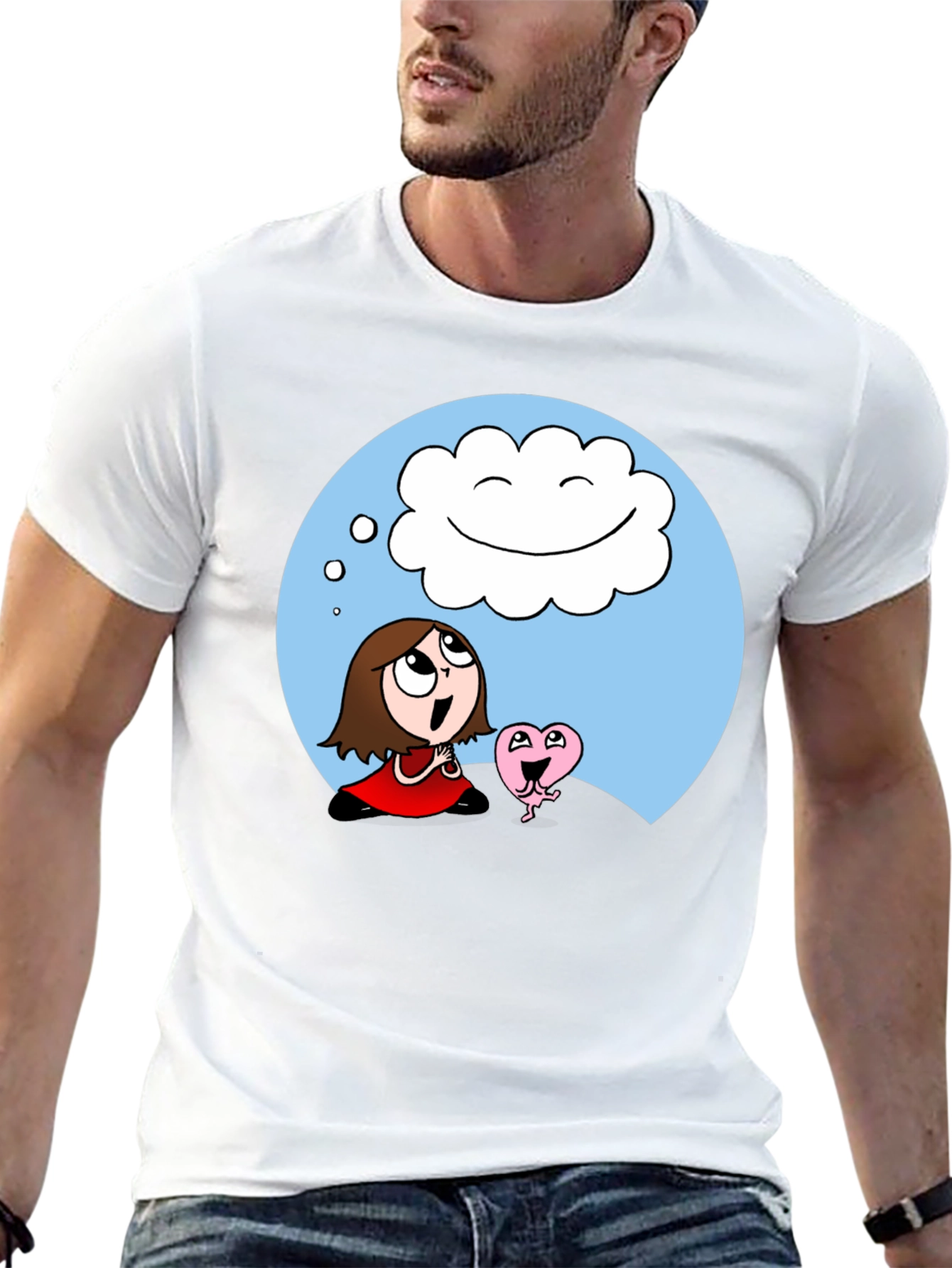 Black Dreamy Cartoon Graphic T-Shirt view 13