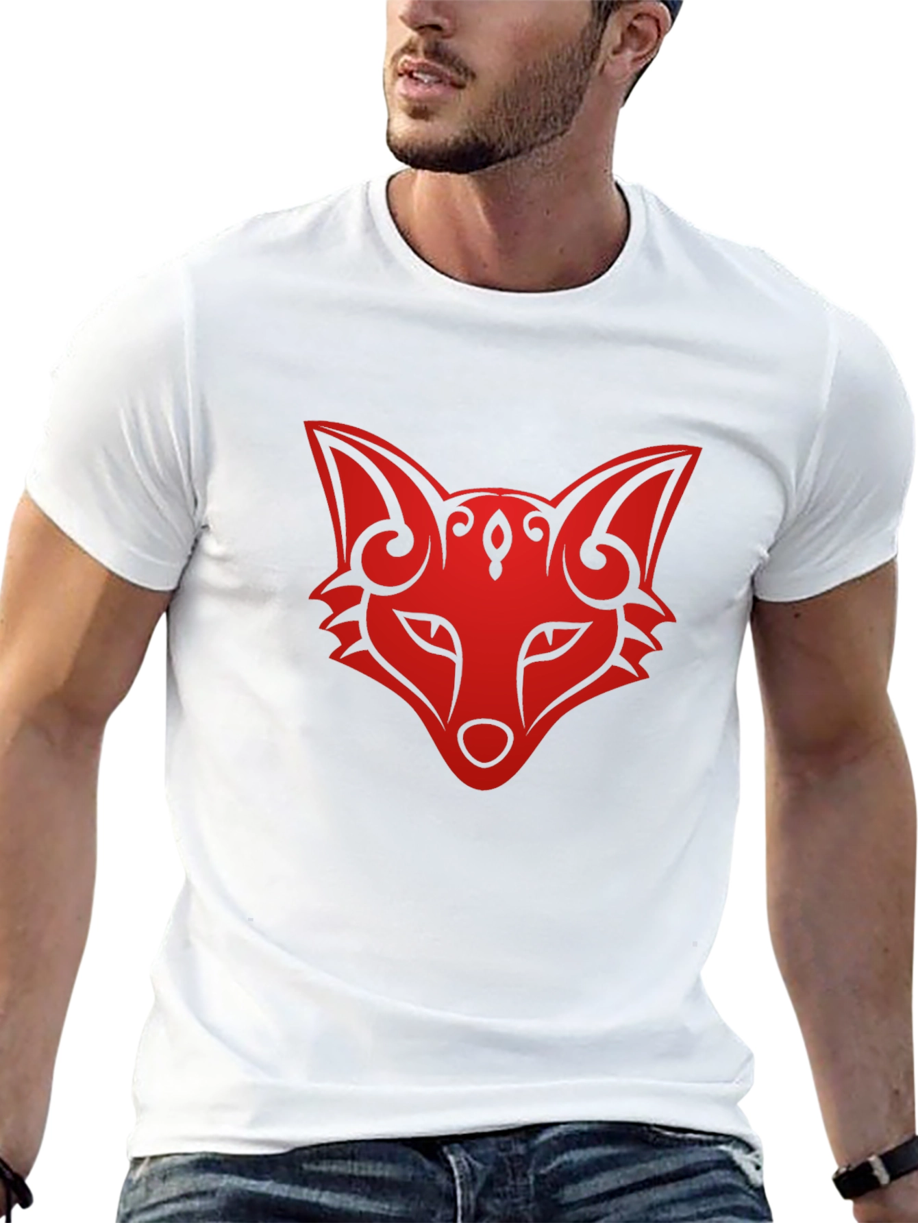 Black Fox Head Graphic Tee - Stylish Black T-Shirt view 13