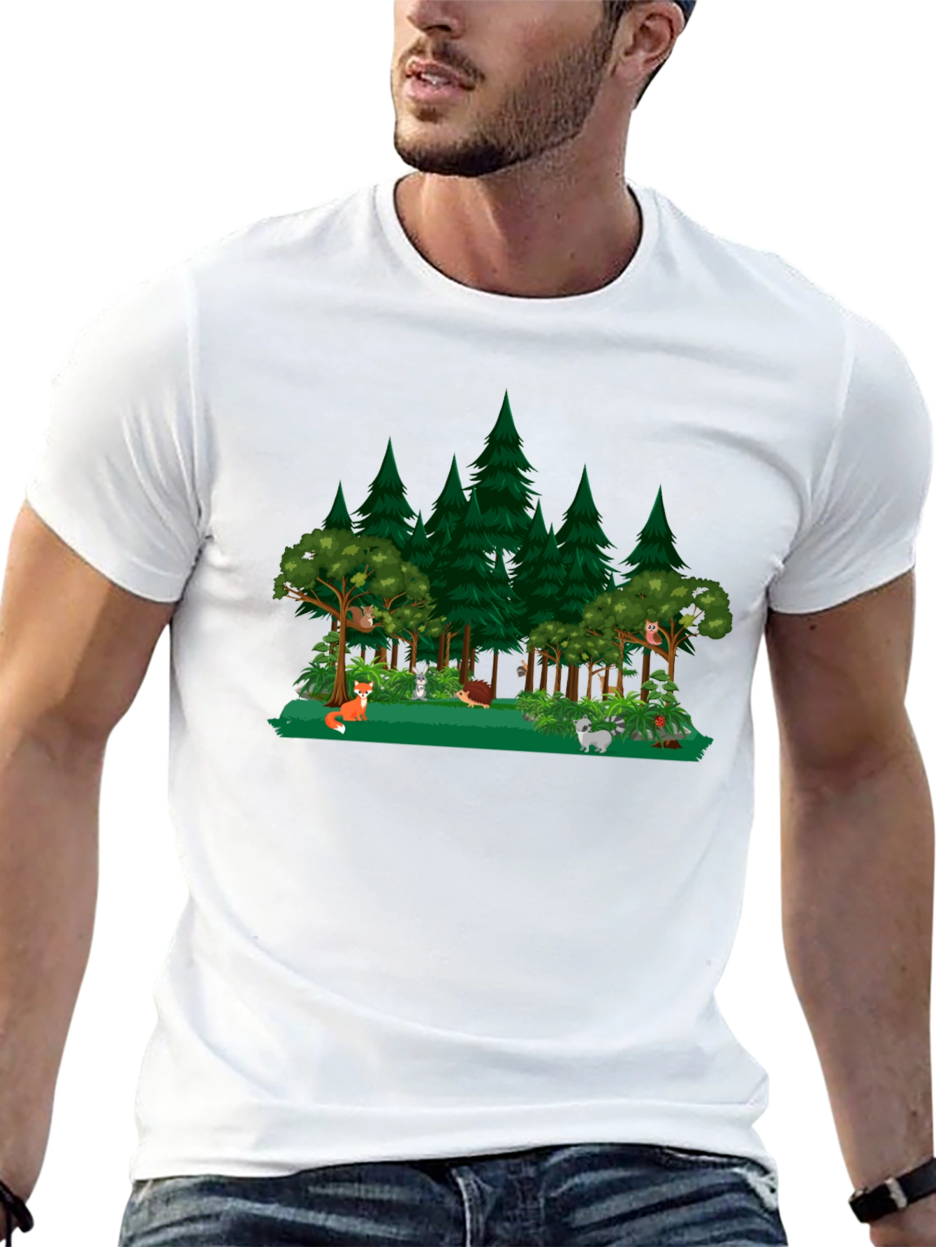 Black Forest Animals Graphic Black T-Shirt view 13
