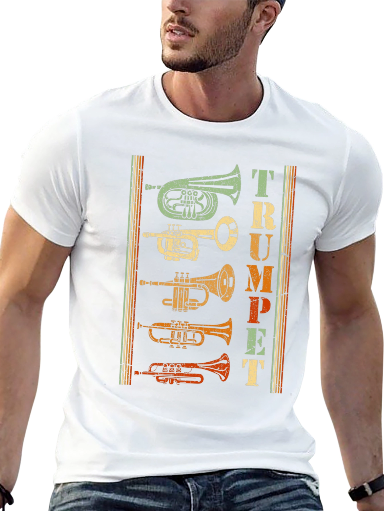 Black Vintage Trumpet T-Shirt - Musical Instrument Tee view 13