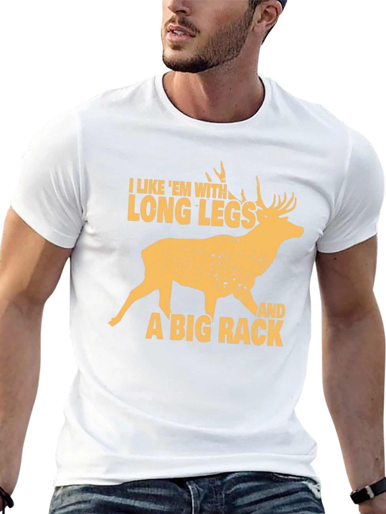 Black Funny Deer Hunter T-Shirt - Long Legs & Big Rack view 13